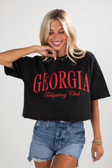 Black Georgia Tailgating Club Cropped Tee