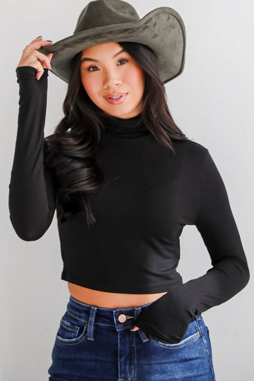 FINAL SALE - Aurora Mock Neck Crop Top - DU DEAL