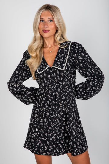 There's Something About It Black Floral Mini Dress