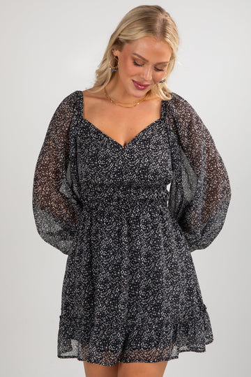 FINAL SALE - Take Your Turn Black Floral Mini Dress
