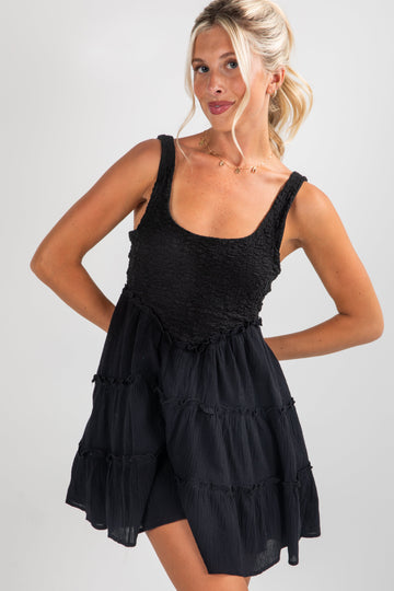 FINAL SALE - Remarkable Arrival Black Tiered Mini Dress