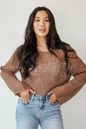 FINAL SALE - Always All Mine Brown Crochet Top