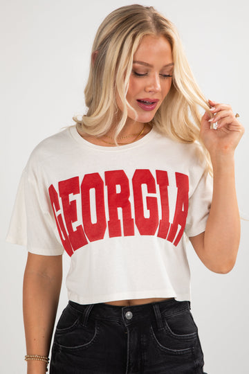 Off White Georgia Block Letter Cropped Tee