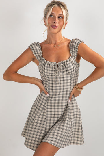 FINAL SALE - See It Through Cream Plaid Mini Dress