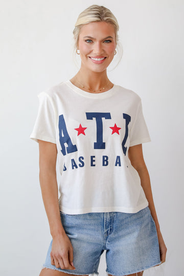 Off White ATL Baseball Star Cropped Tee