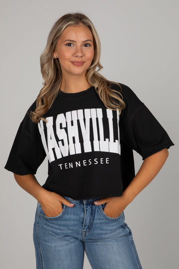 Black Nashville Tennessee Cropped Tee