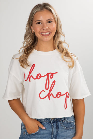 White Chop Chop Cropped Tee