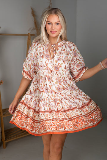 Fresh Perspective Ivory Floral Tiered Mini Dress