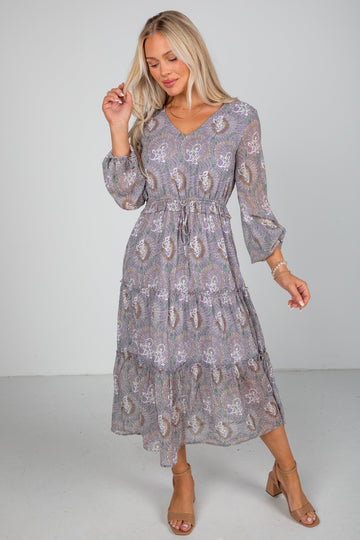 Stay With Me Lavender Floral Midi Dress