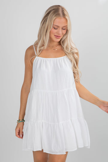 Magnificent Allure Off White Tiered Mini Dress