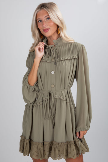 Twirl Me Forever Olive Mini Dress