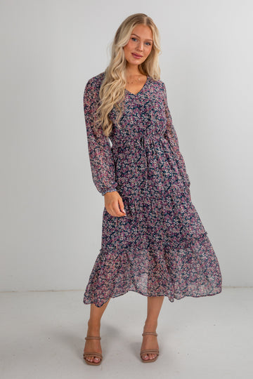 Giving You My Heart Teal Floral Midi Dress