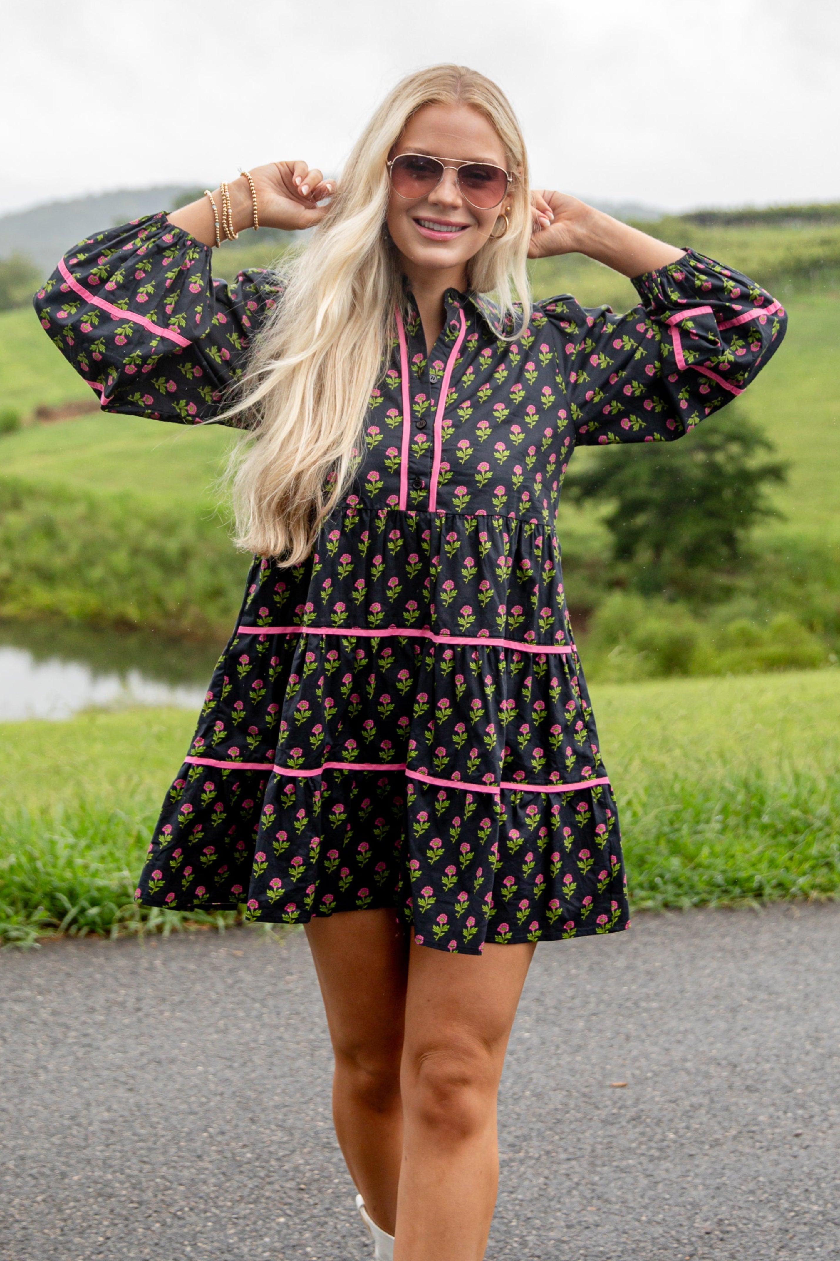 FINAL SALE - Meadow Mood Black Floral Mini Dress