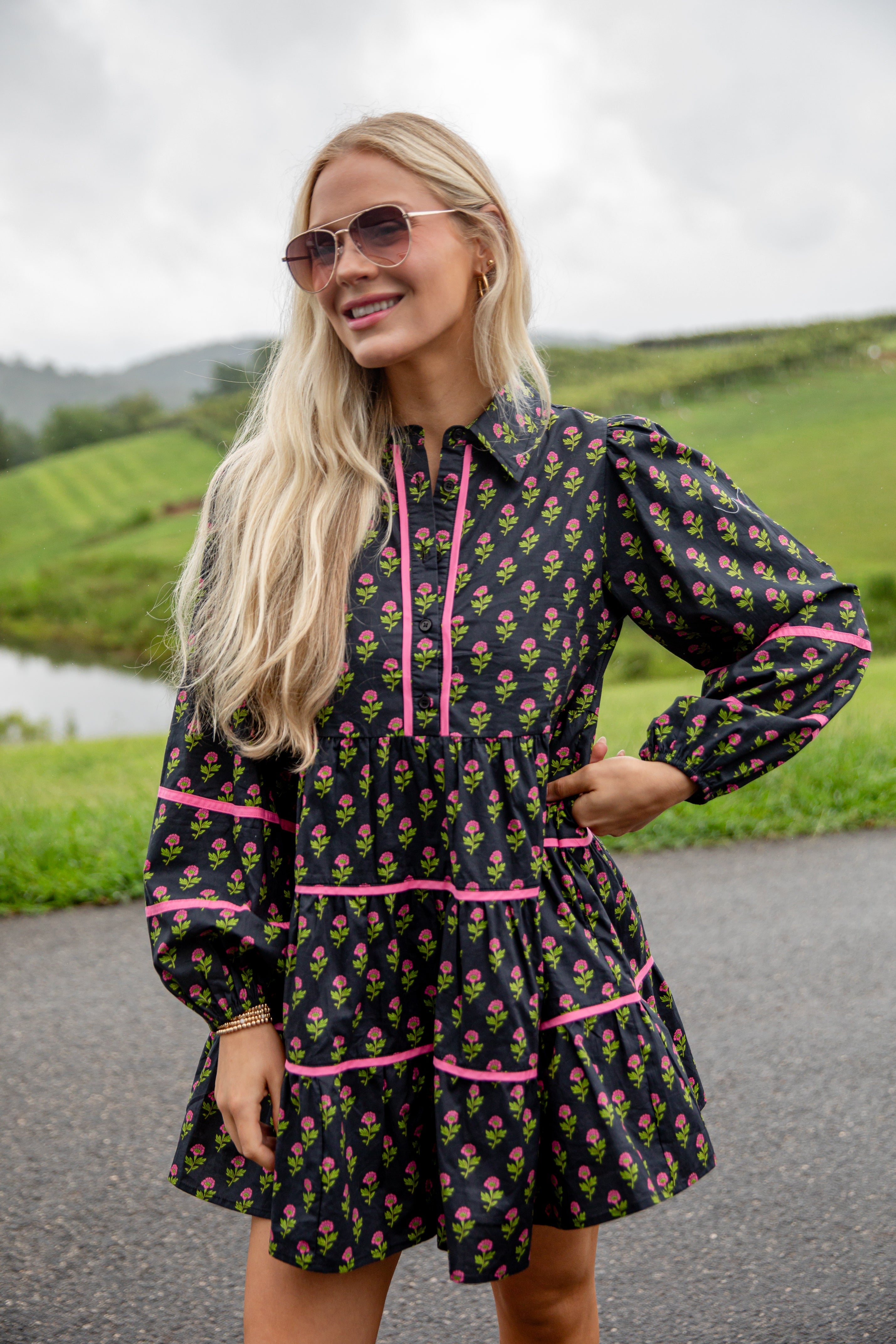 FINAL SALE - Meadow Mood Black Floral Mini Dress