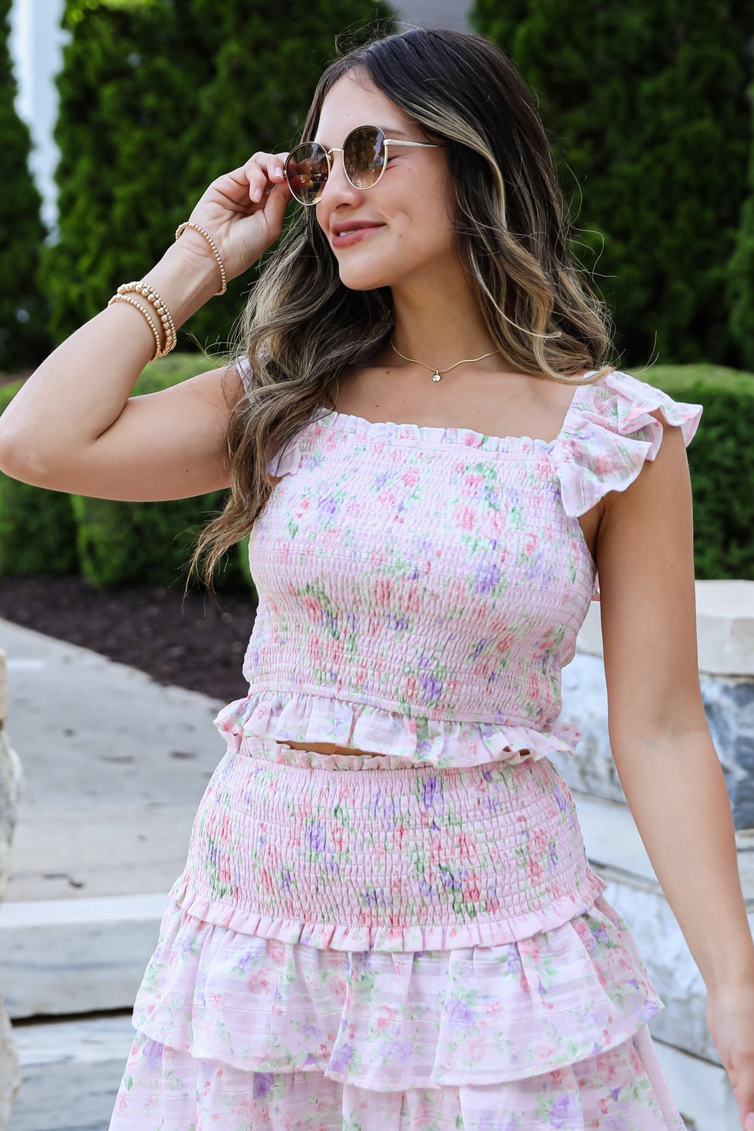 FINAL SALE - Feeling Connected Pink Floral Smocked Top