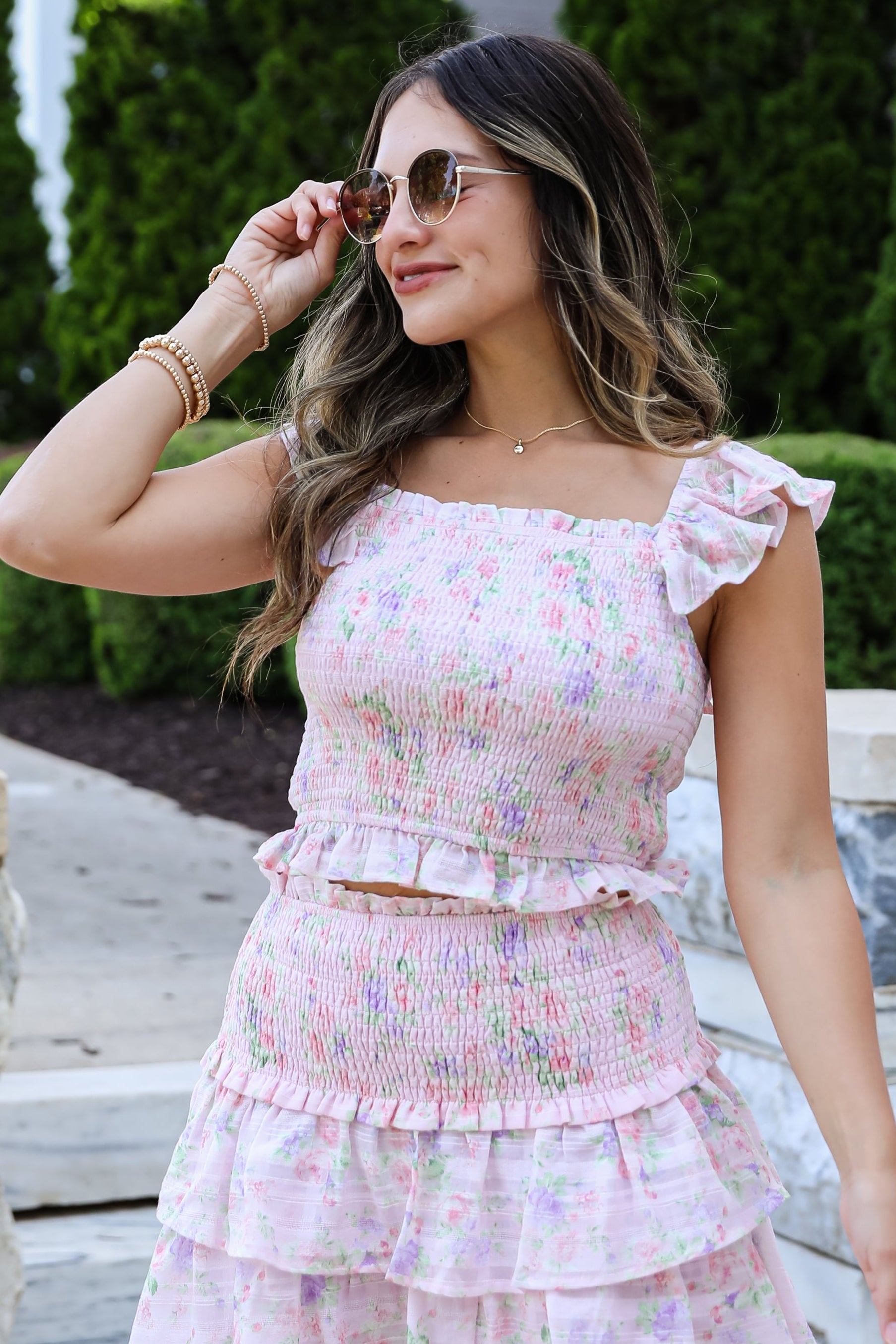 FINAL SALE - Feeling Connected Pink Floral Smocked Top