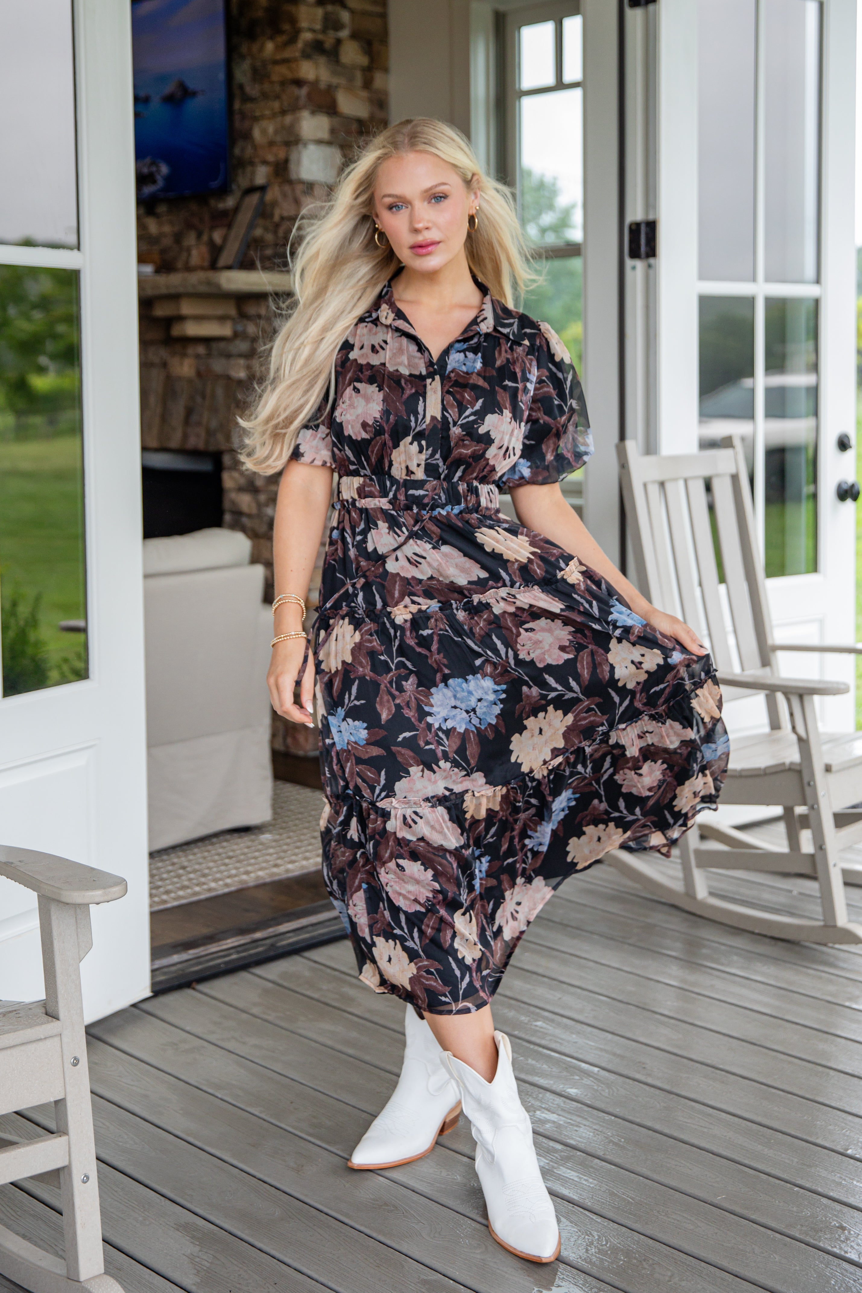 FINAL SALE - Hear Your Call Black Floral Maxi Dress