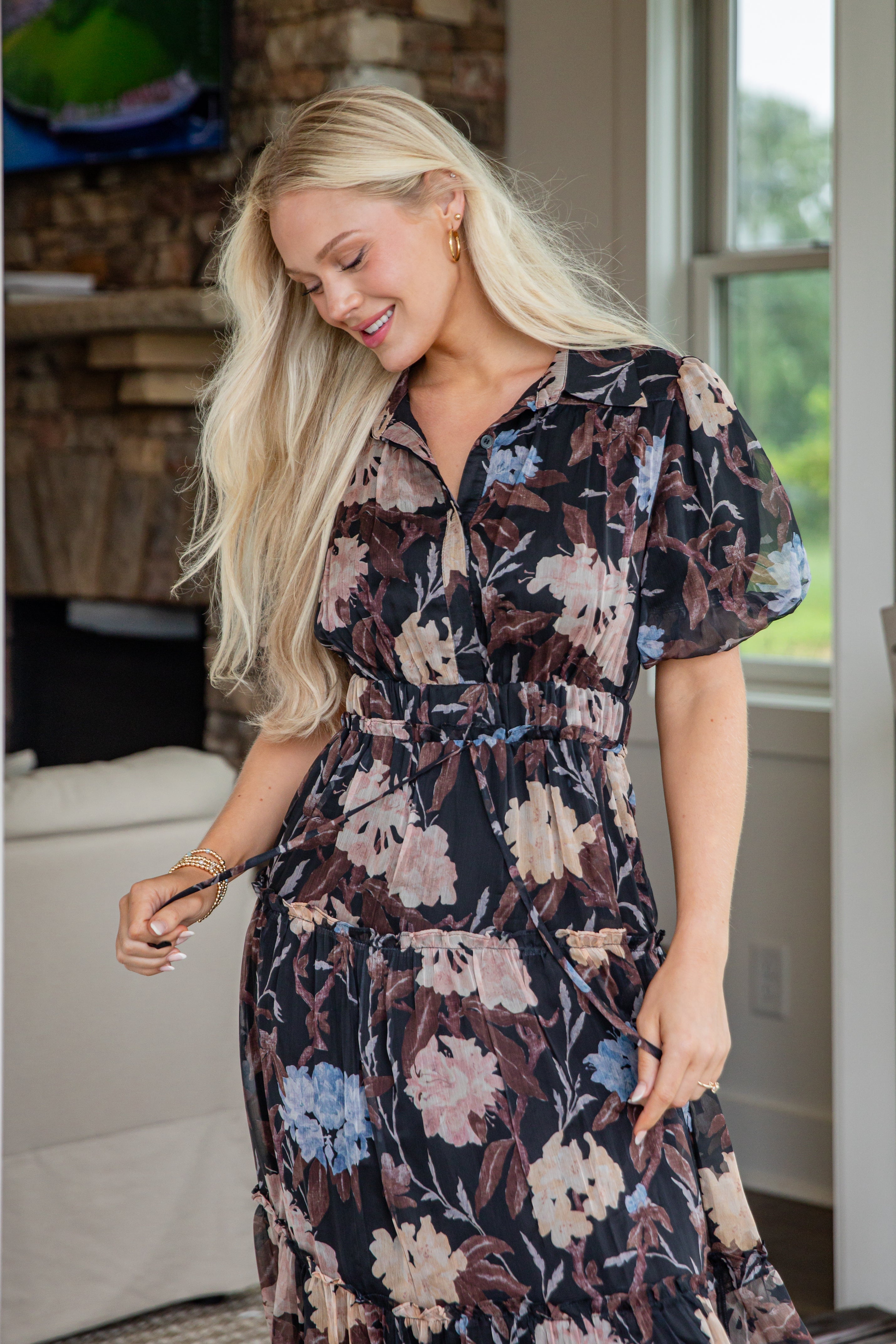 FINAL SALE - Hear Your Call Black Floral Maxi Dress