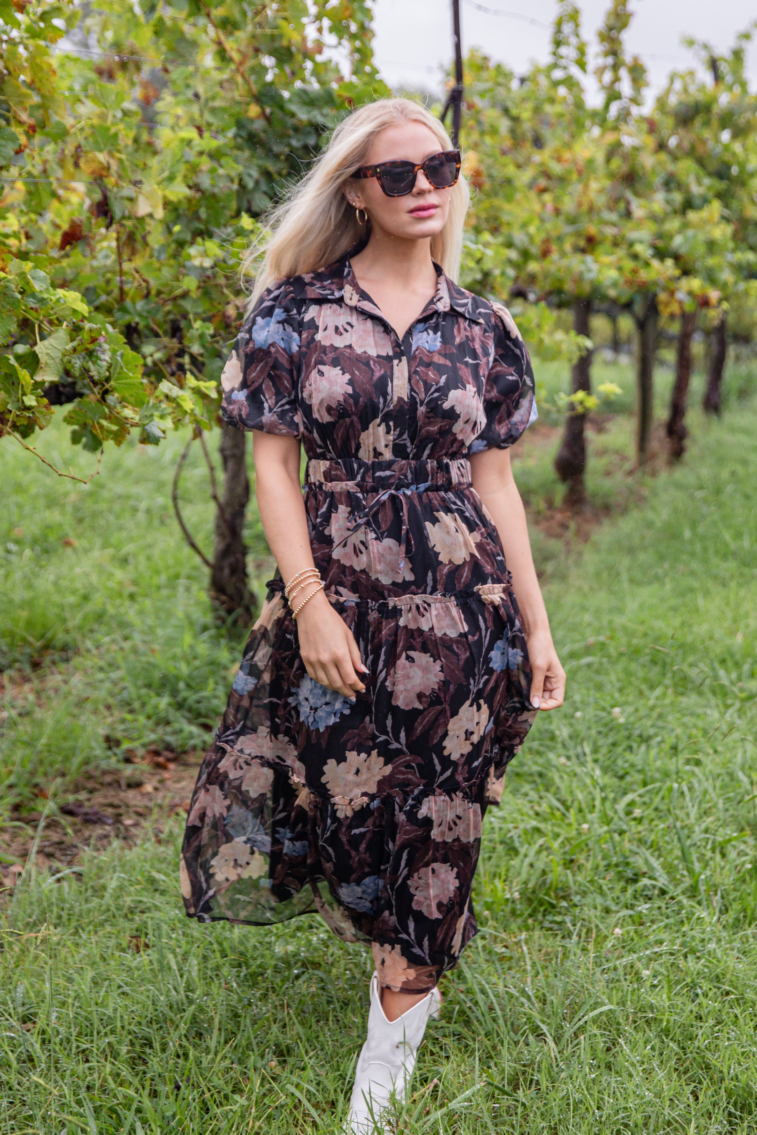 FINAL SALE - Hear Your Call Black Floral Maxi Dress