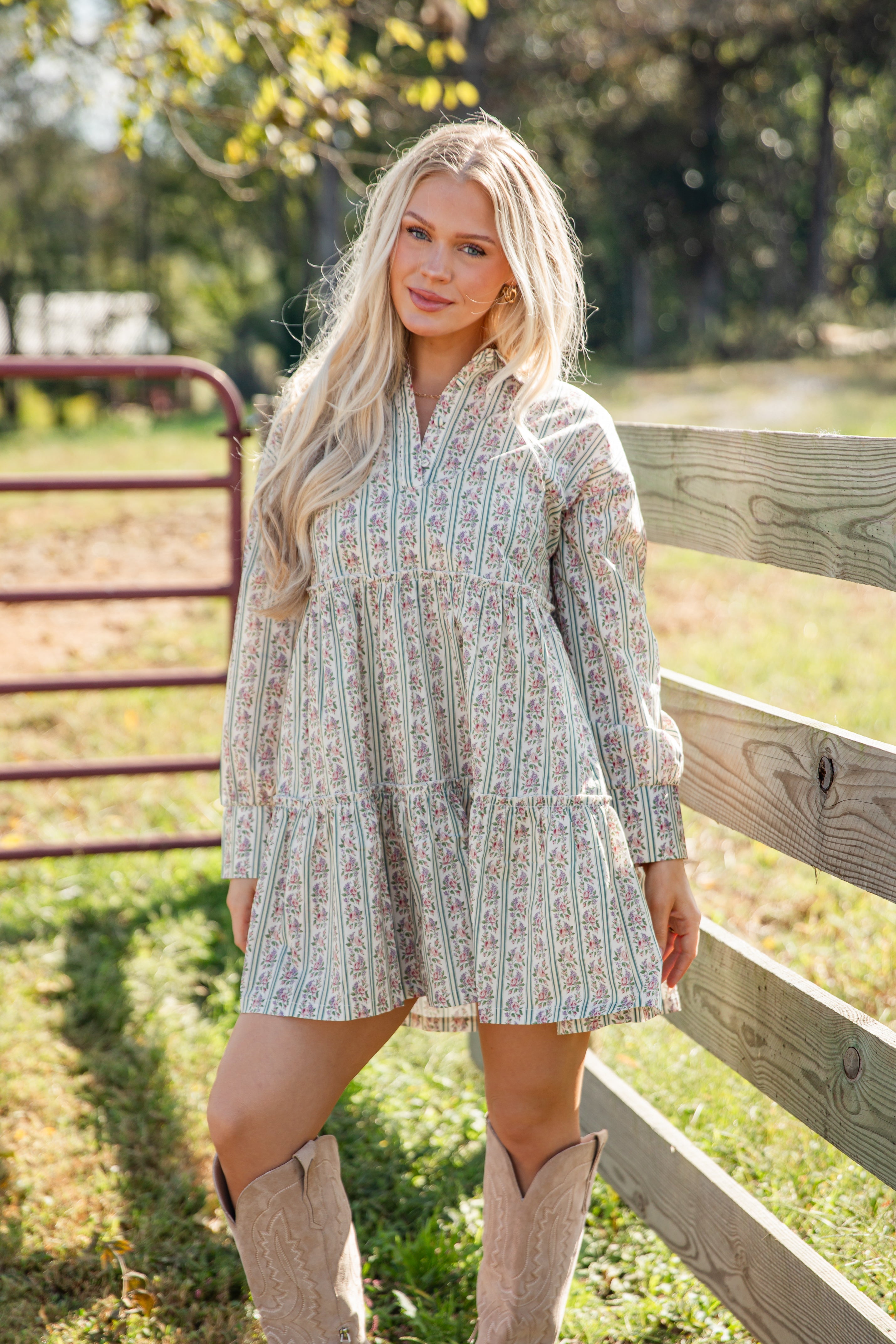 Spending Time Together Cream Floral Tiered Mini Dress