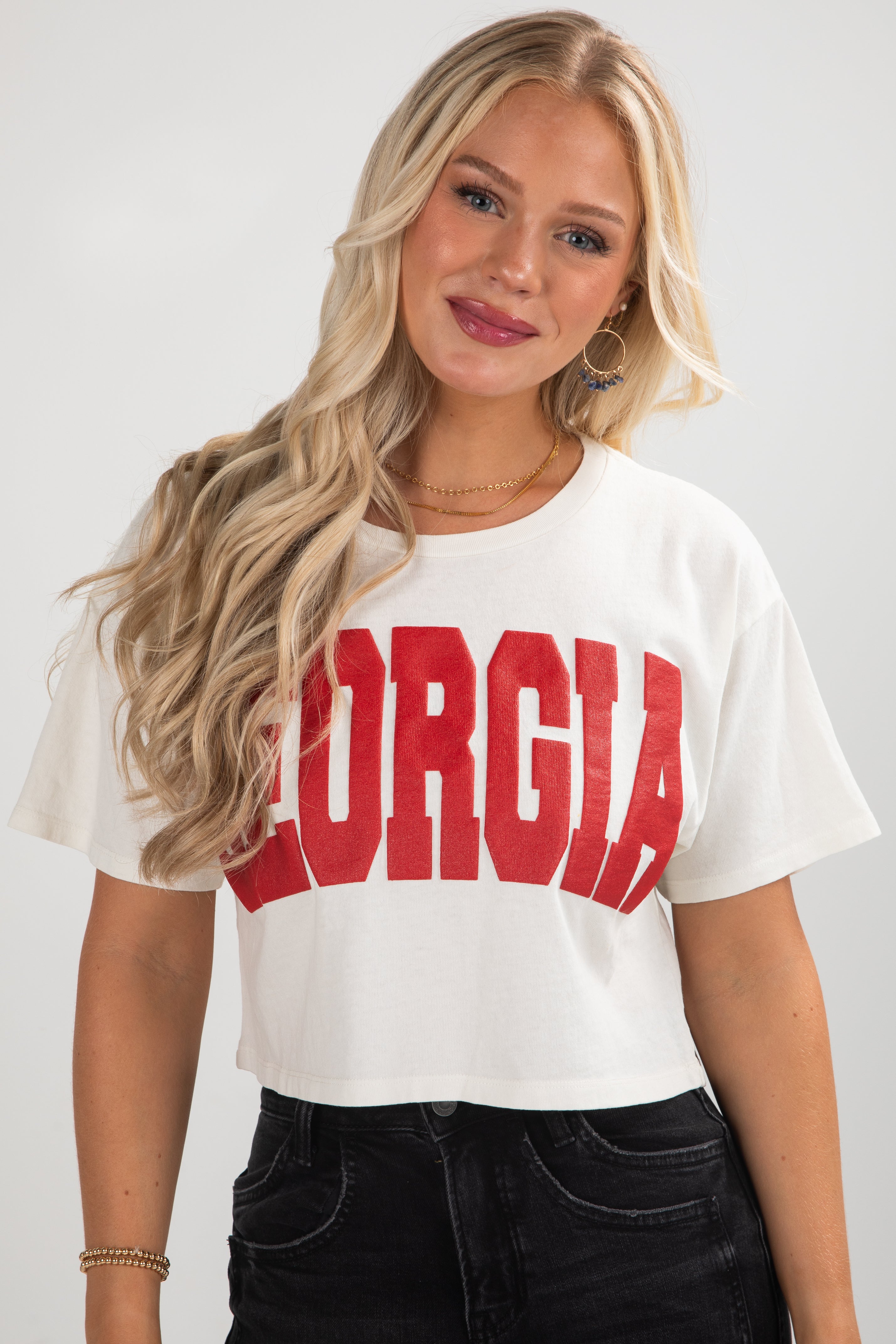 Off White Georgia Block Letter Cropped Tee