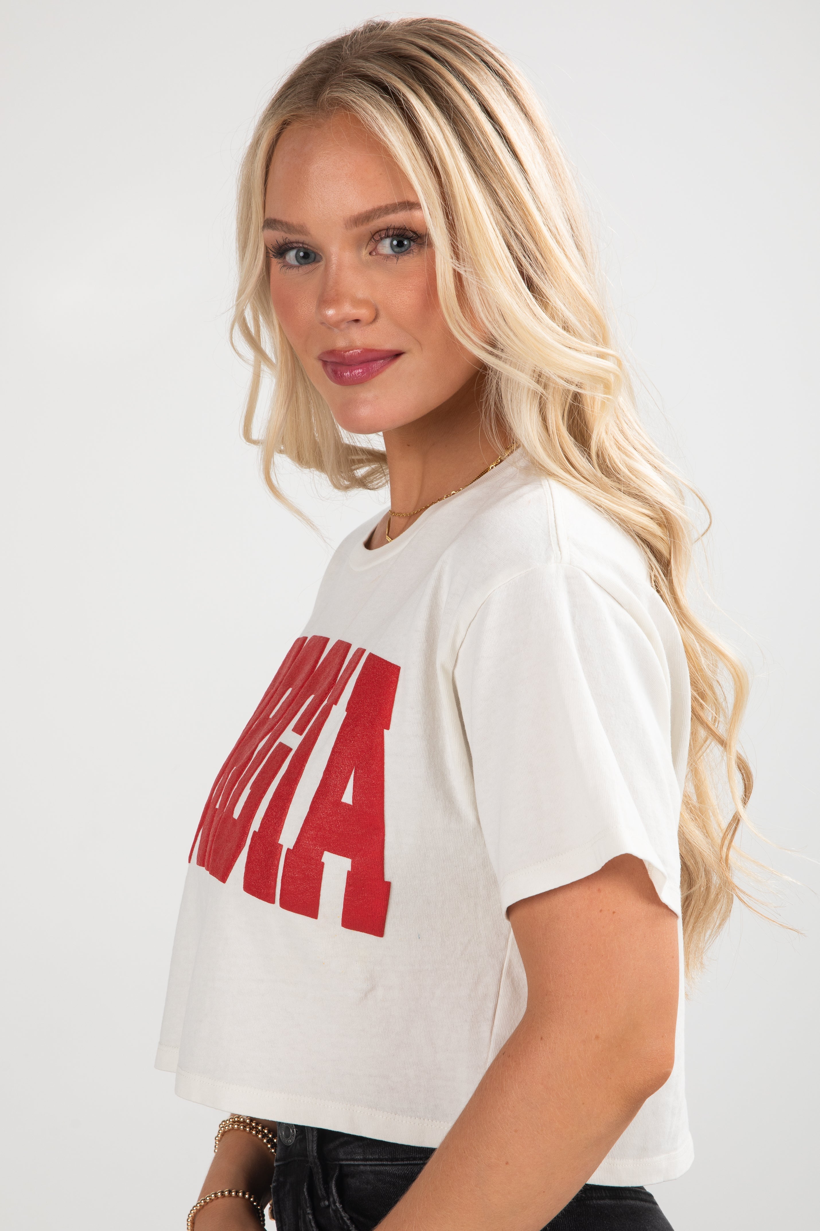 Off White Georgia Block Letter Cropped Tee