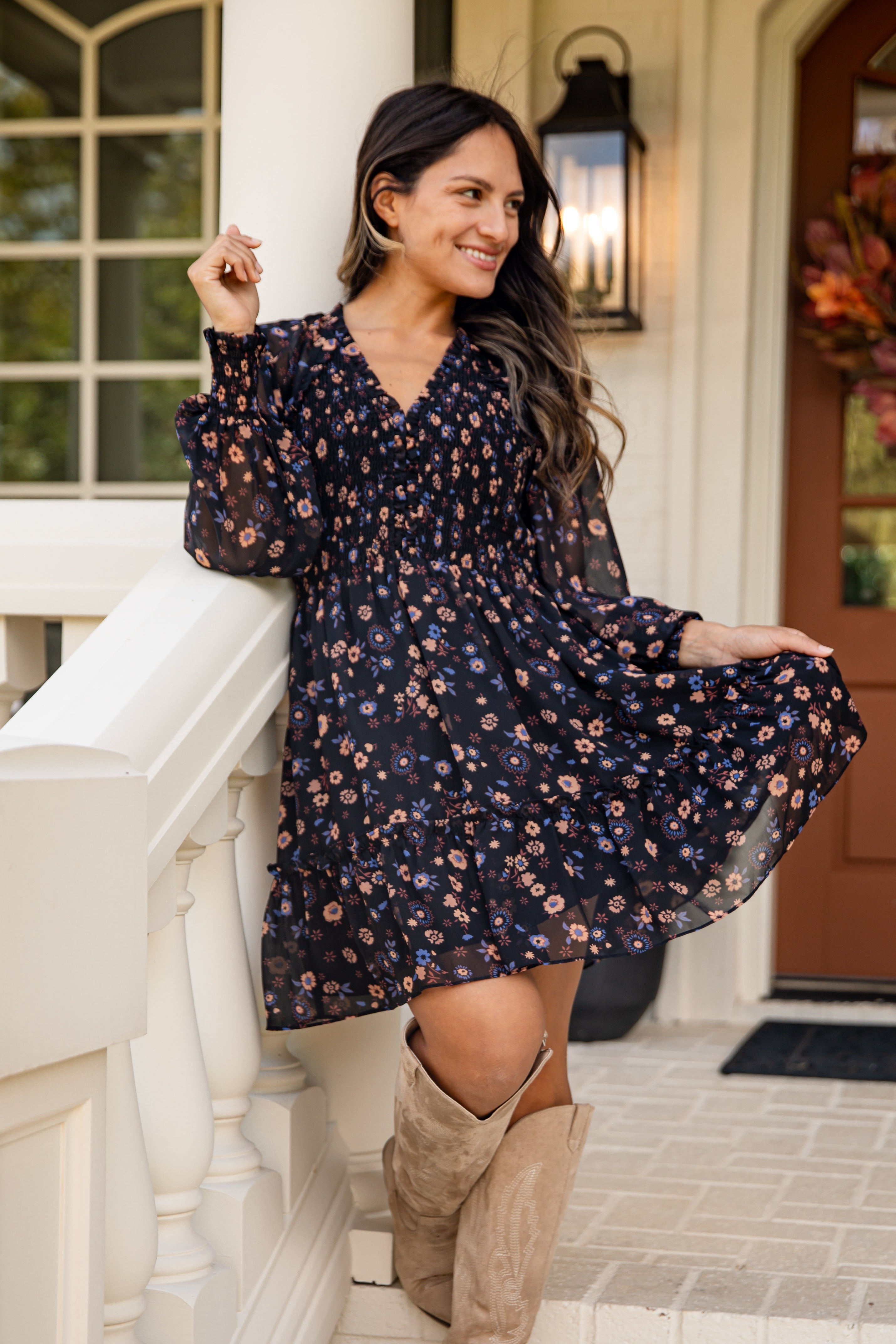 Hold On To Your Dreams Black Floral Mini Dress