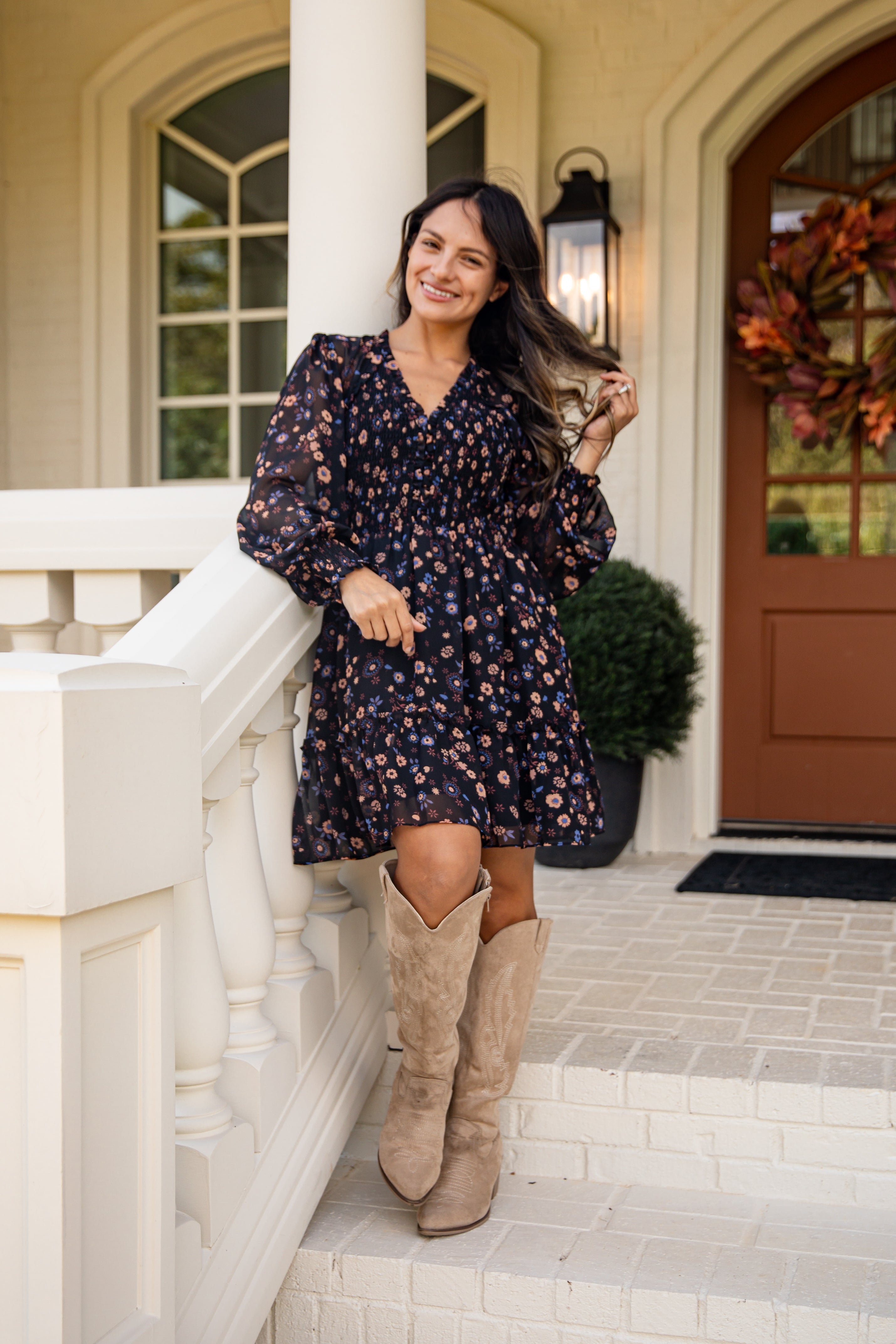 Hold On To Your Dreams Black Floral Mini Dress