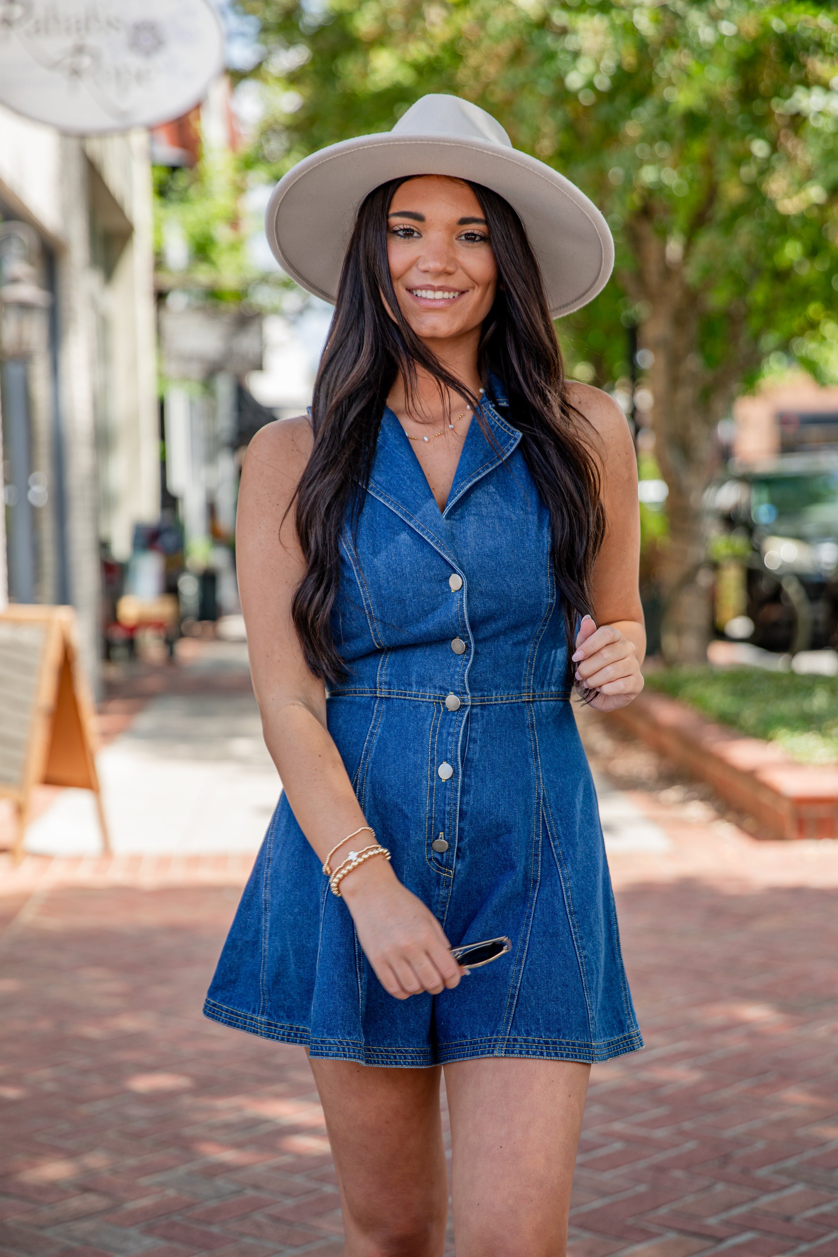 Drawn In Details Medium Wash Denim Romper