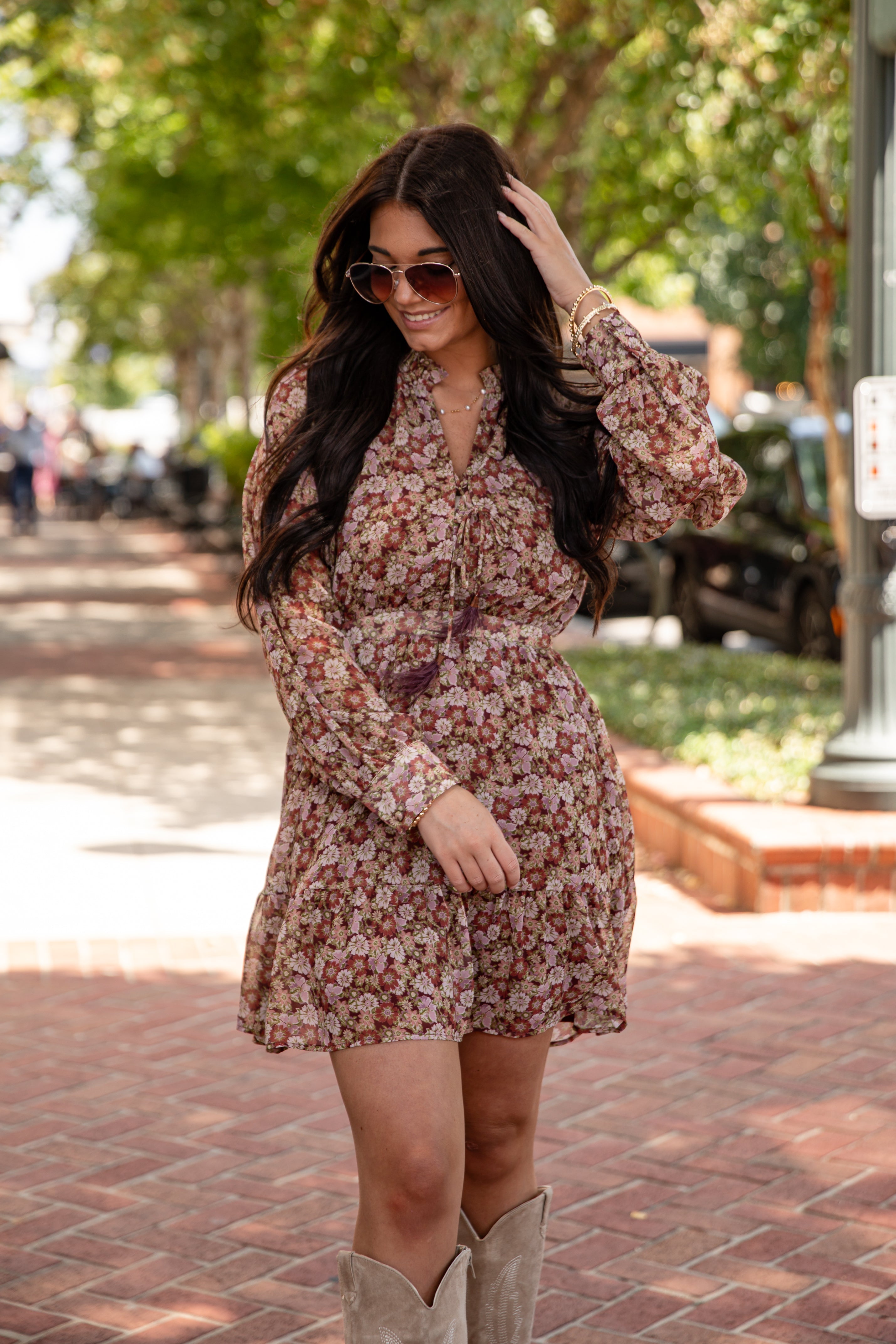 She's That Girl Brown Floral Mini Dress