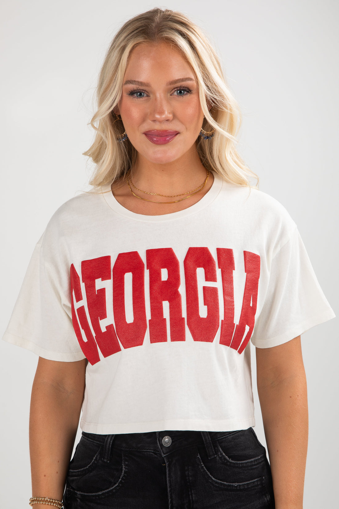 Off White Georgia Block Letter Cropped Tee