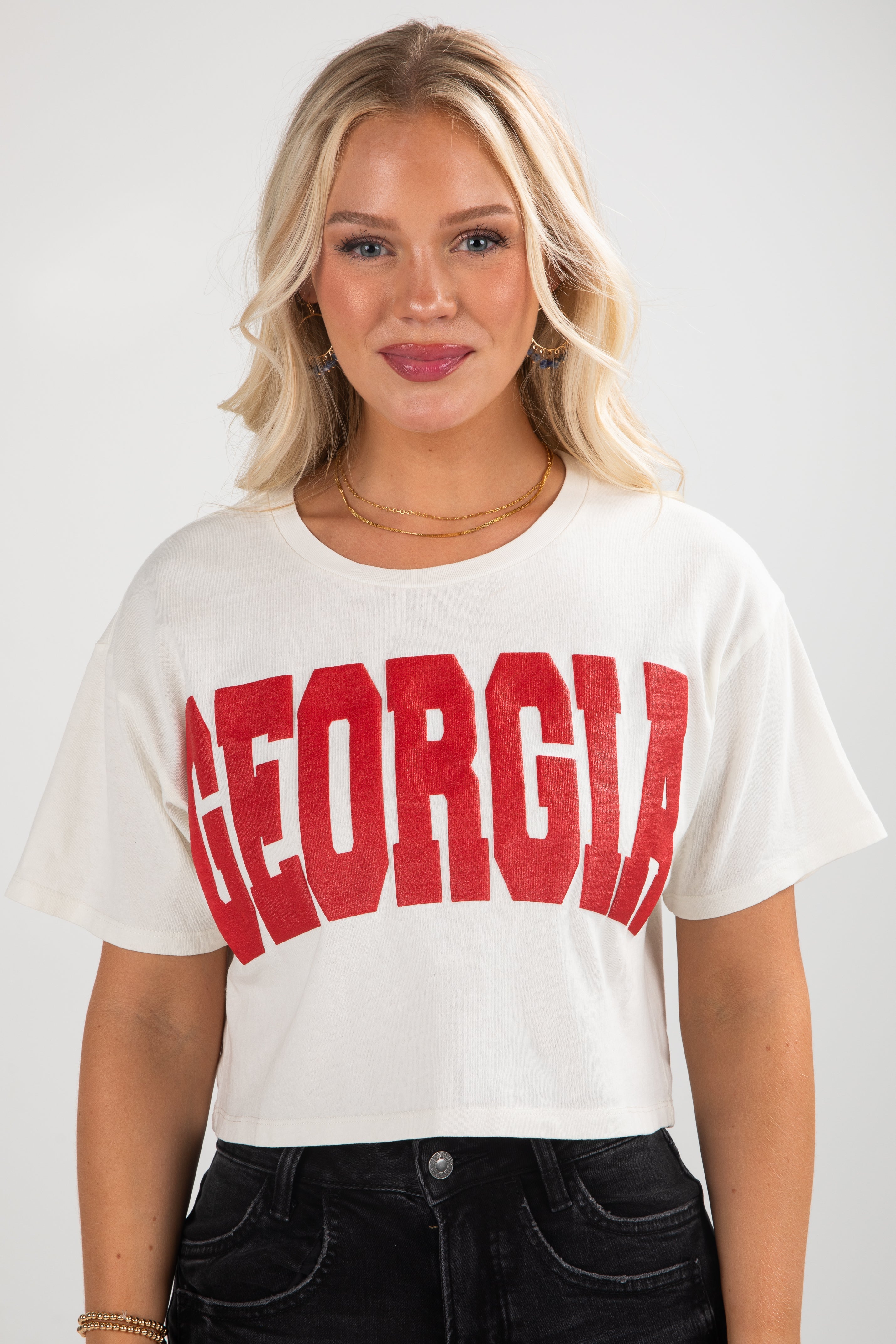 Off White Georgia Block Letter Cropped Tee