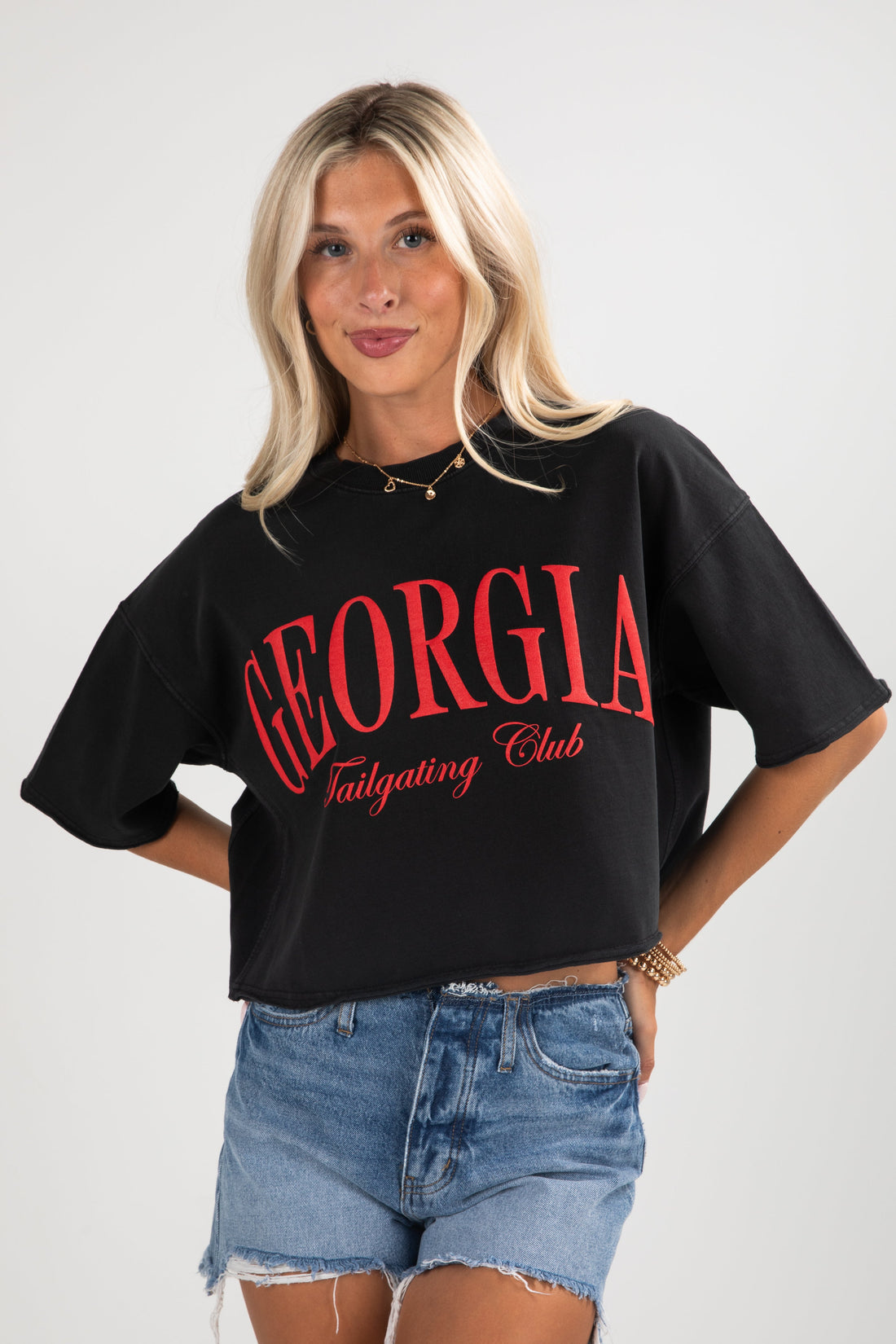 Black Georgia Tailgating Club Cropped Tee