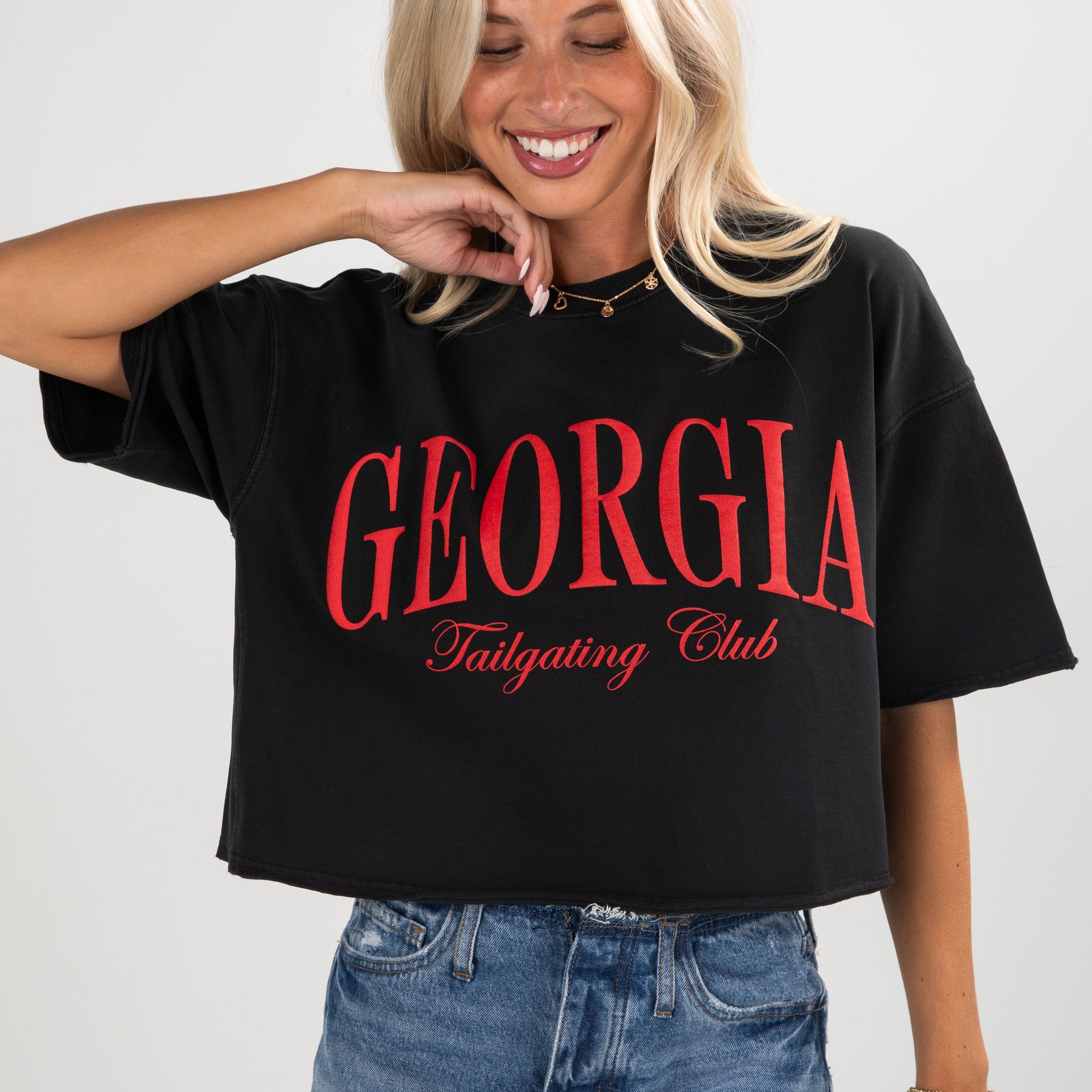 Black Georgia Tailgating Club Cropped Tee
