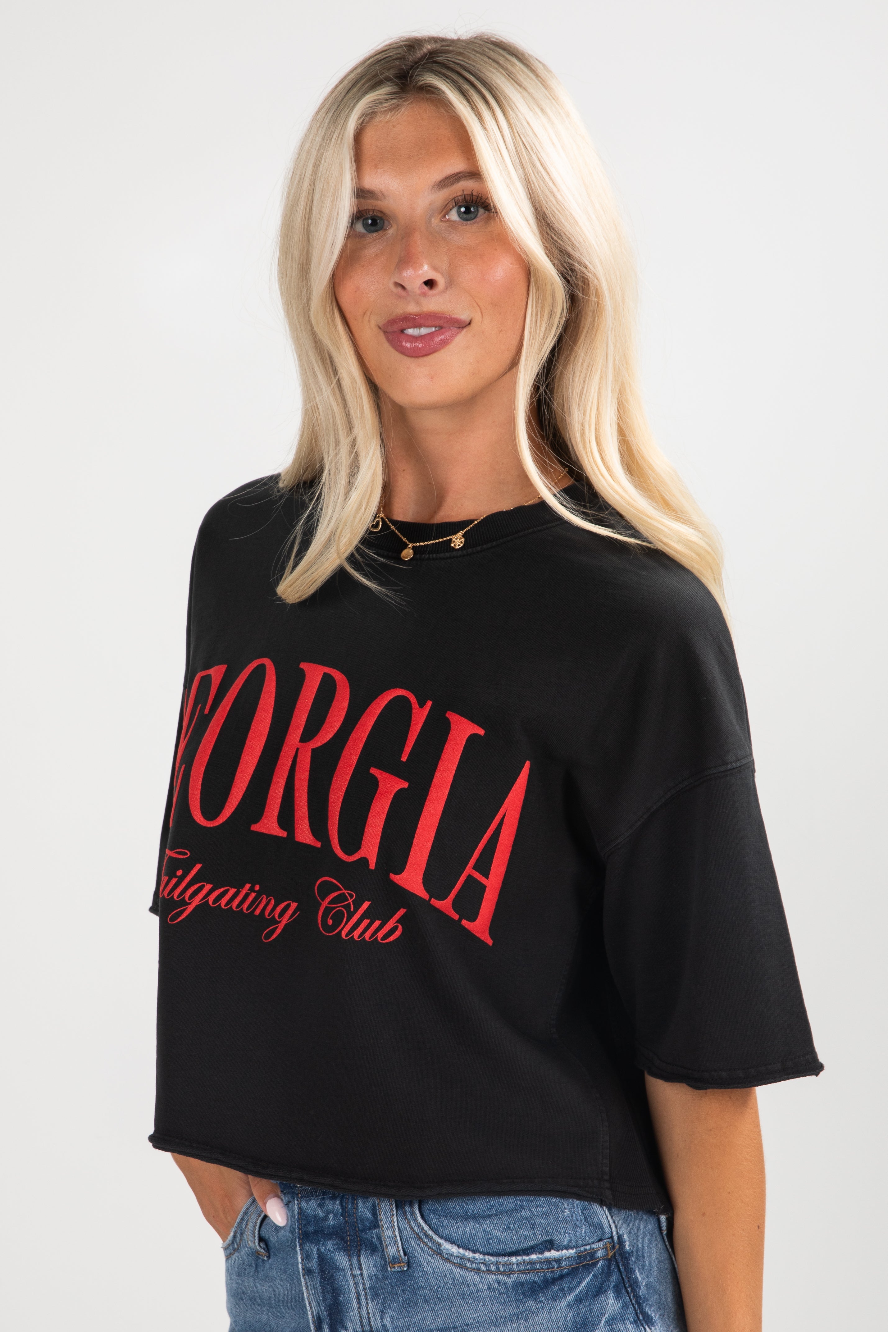 Black Georgia Tailgating Club Cropped Tee