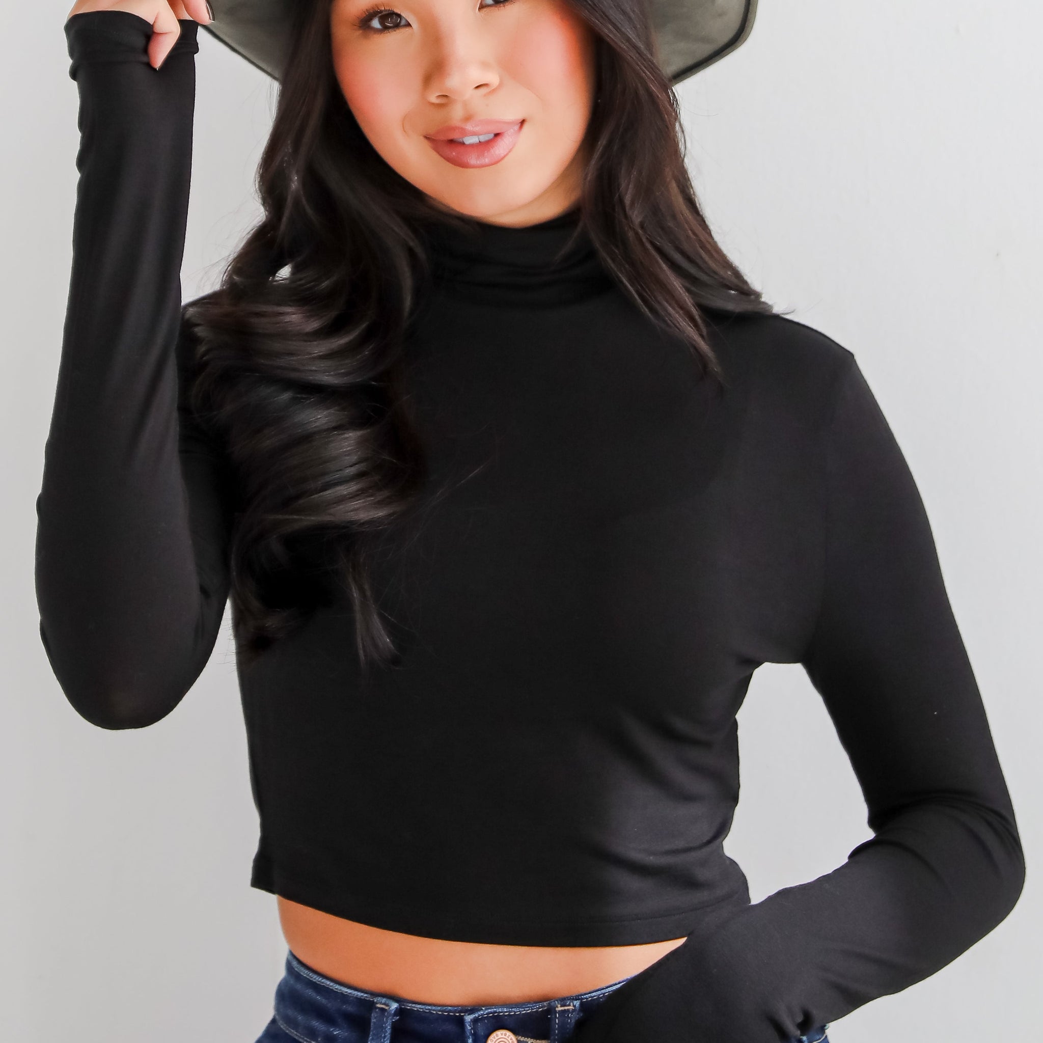 FINAL SALE - Aurora Mock Neck Crop Top - DU DEAL