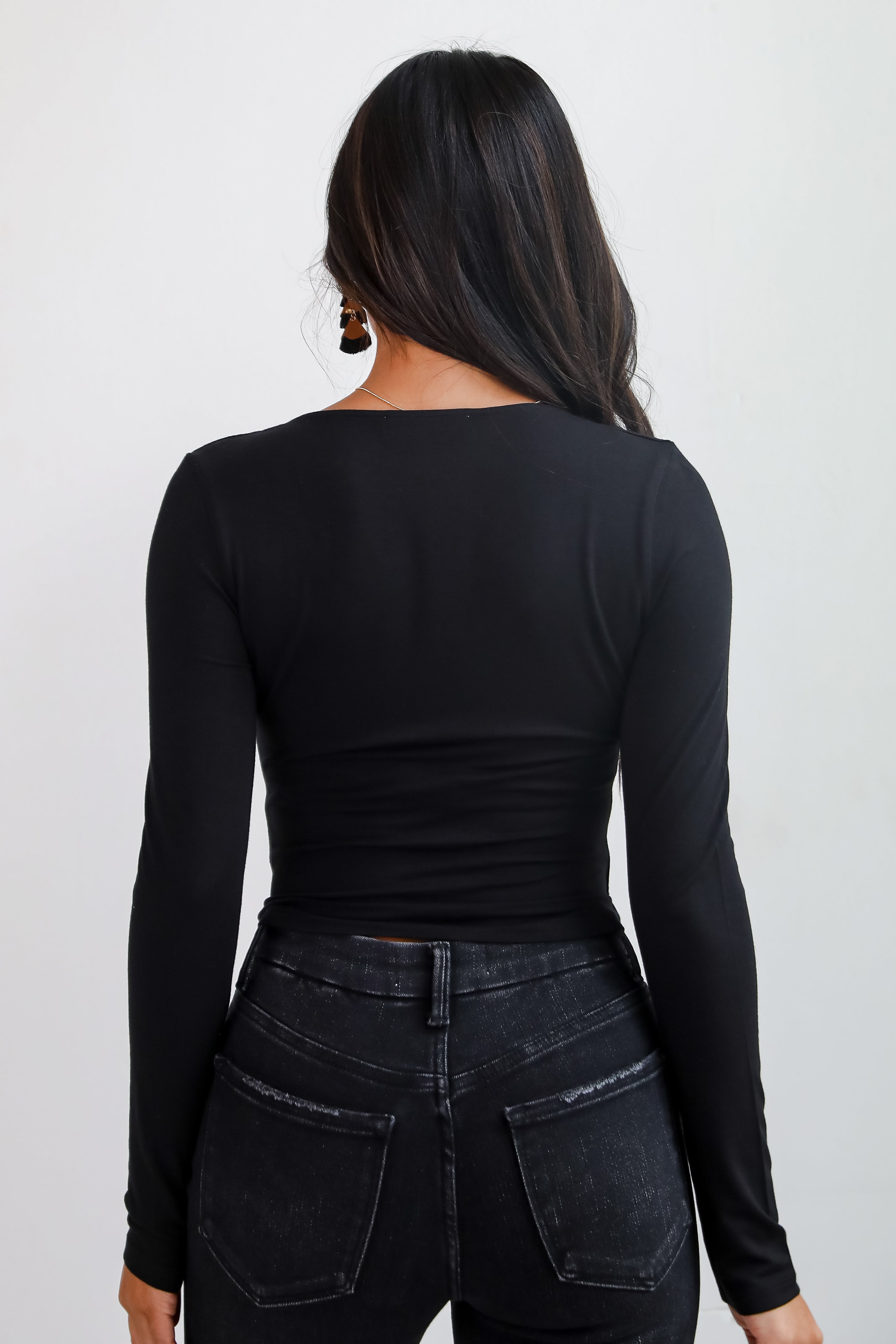FINAL SALE - Sloane Everyday Black Long Sleeve Crop Top