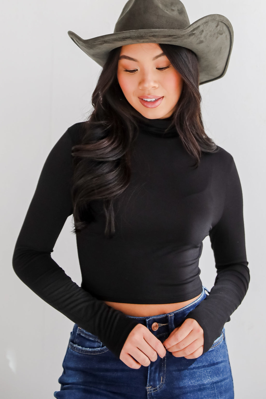 FINAL SALE - Aurora Mock Neck Crop Top - DU DEAL