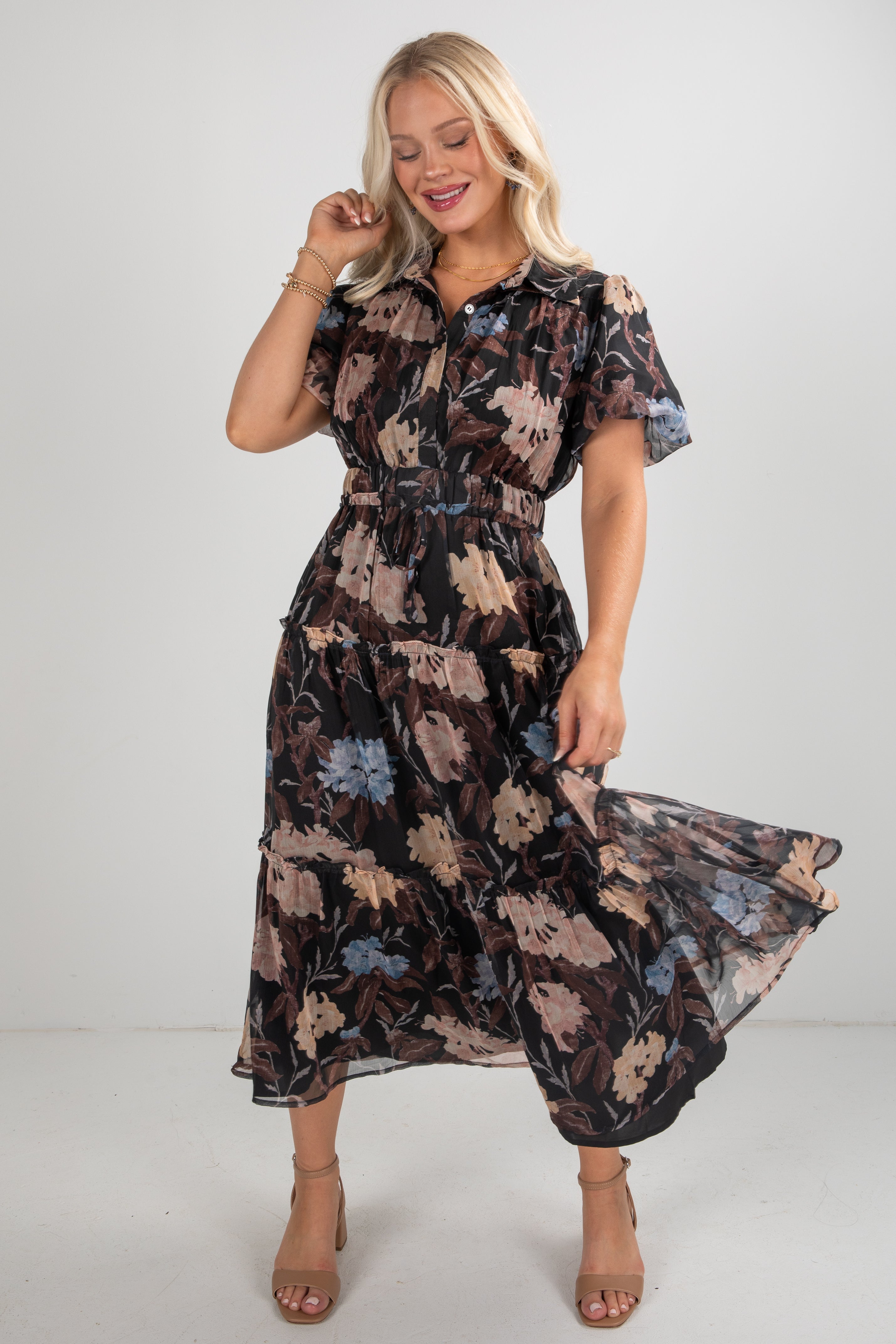 FINAL SALE - Hear Your Call Black Floral Maxi Dress