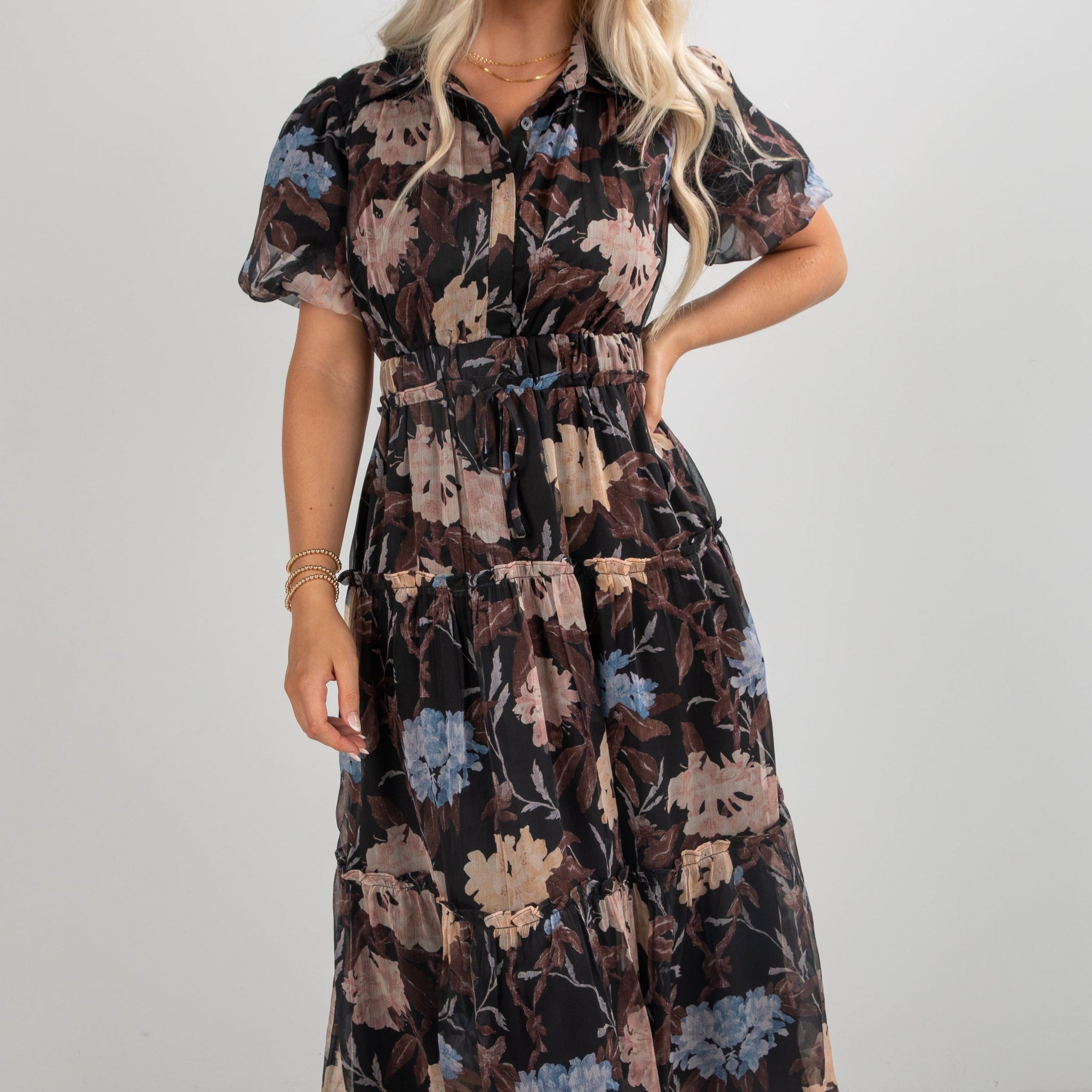 FINAL SALE - Hear Your Call Black Floral Maxi Dress