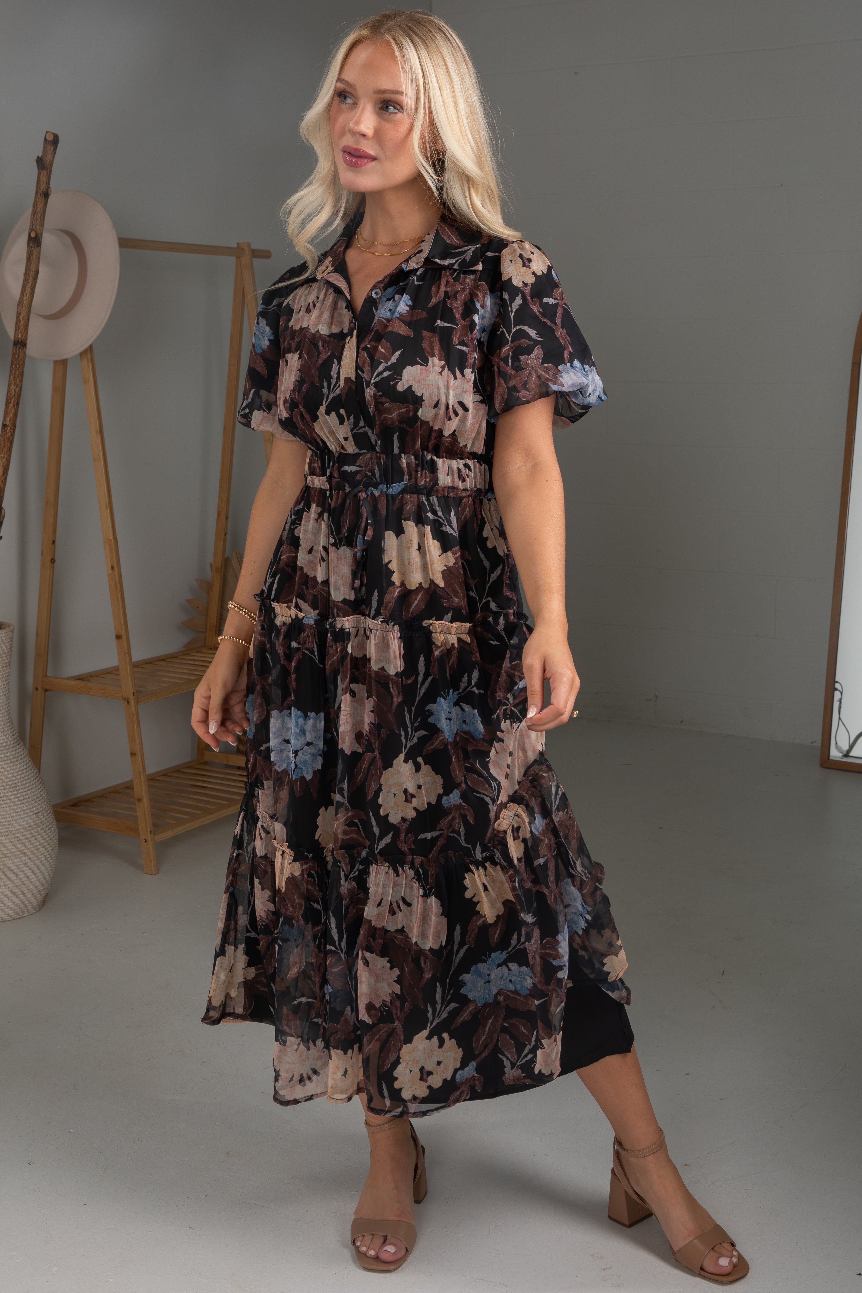 FINAL SALE - Hear Your Call Black Floral Maxi Dress