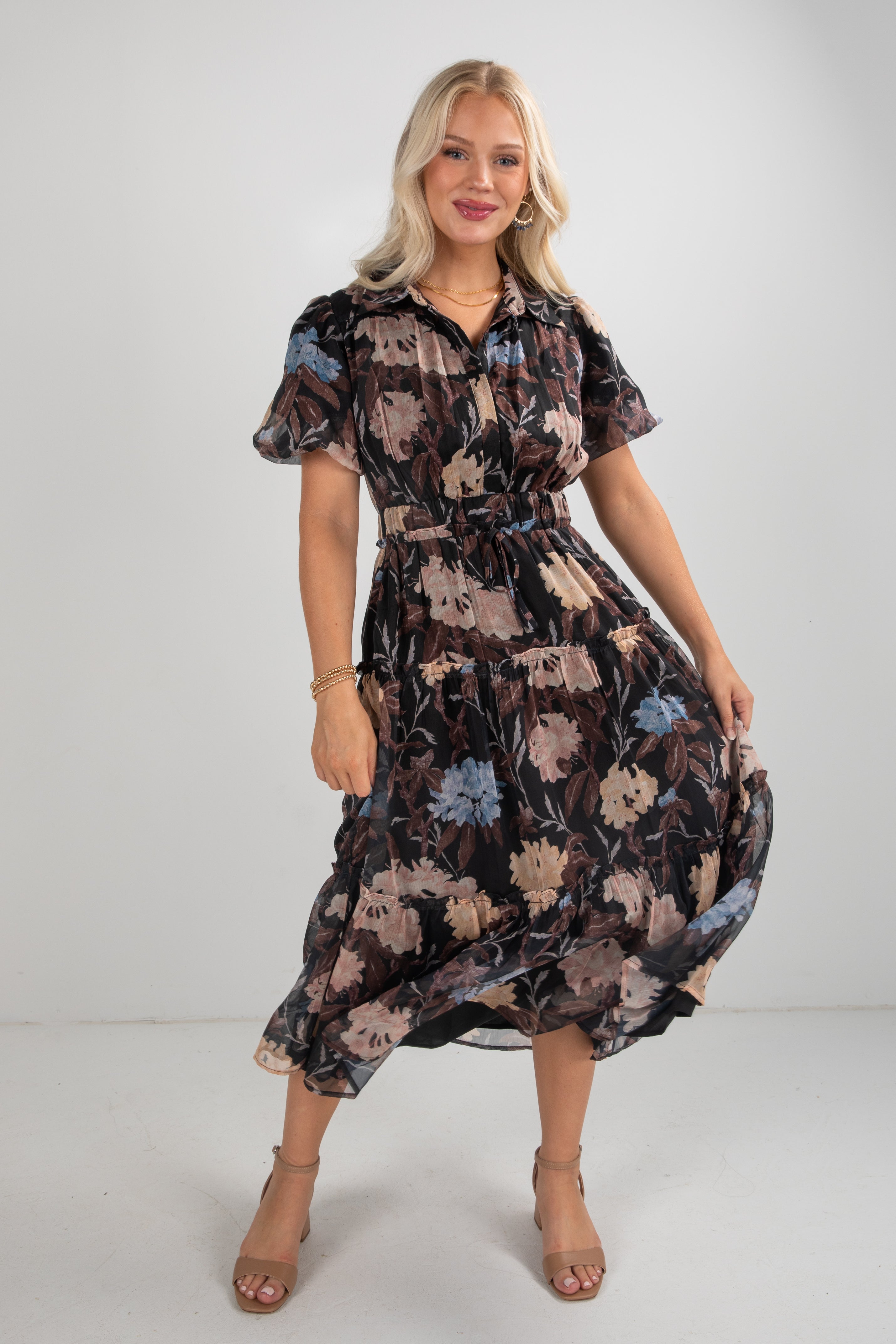 FINAL SALE - Hear Your Call Black Floral Maxi Dress