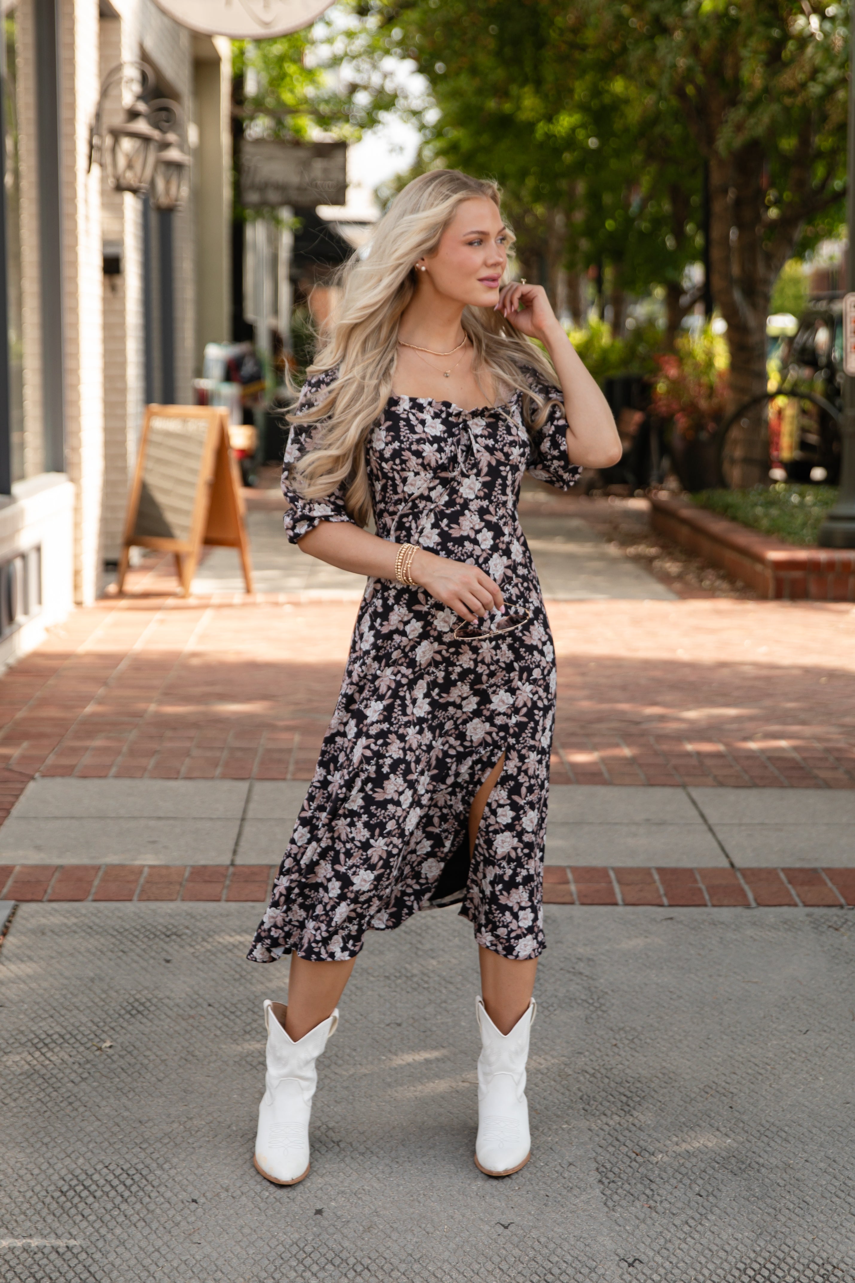 Delicate Days Black Floral Midi Dress