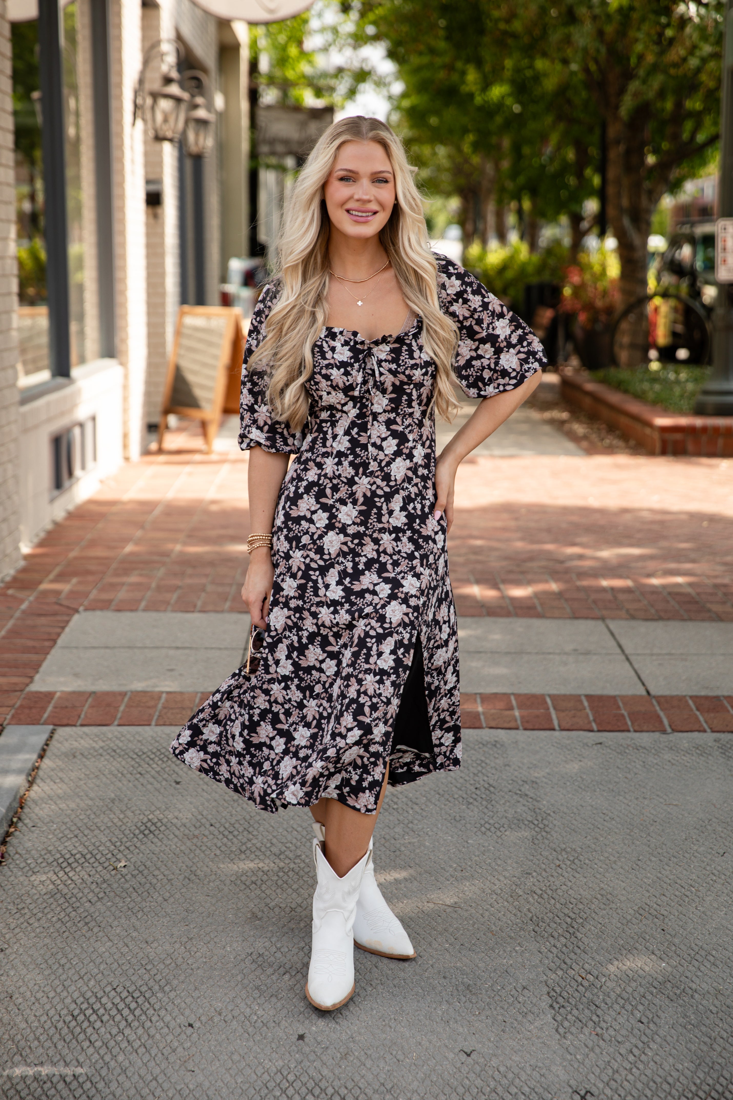 Delicate Days Black Floral Midi Dress