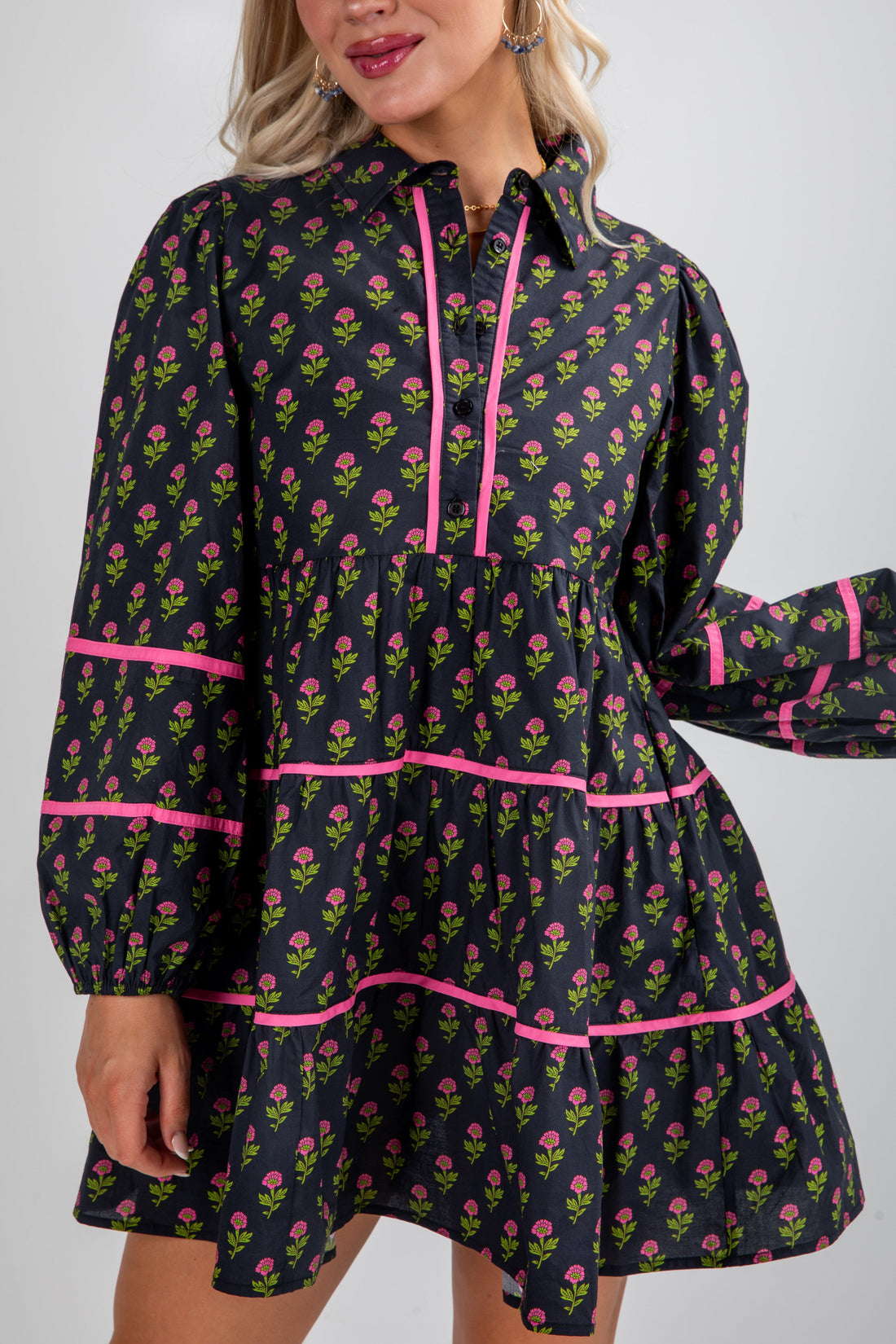 FINAL SALE - Meadow Mood Black Floral Mini Dress