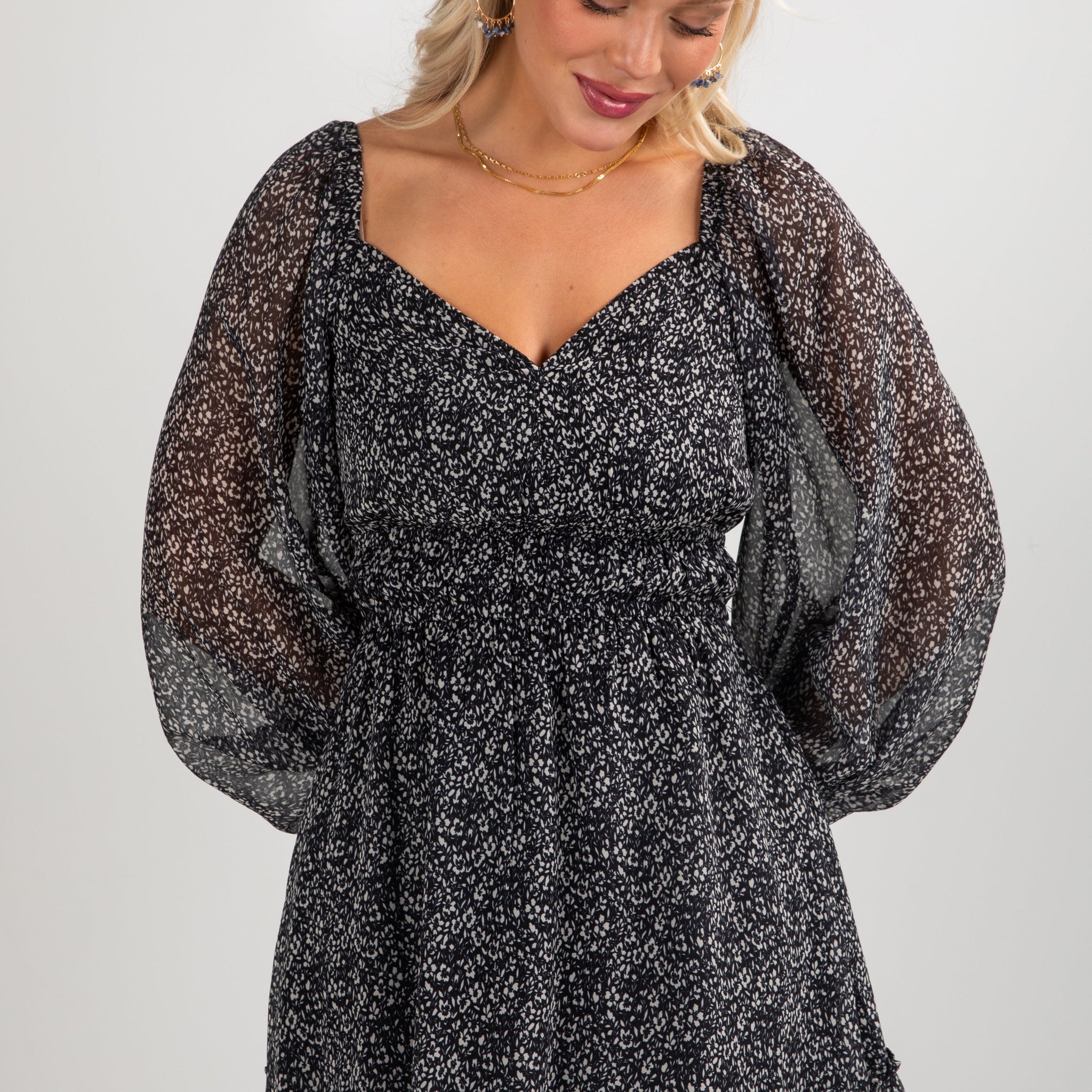 FINAL SALE - Take Your Turn Black Floral Mini Dress