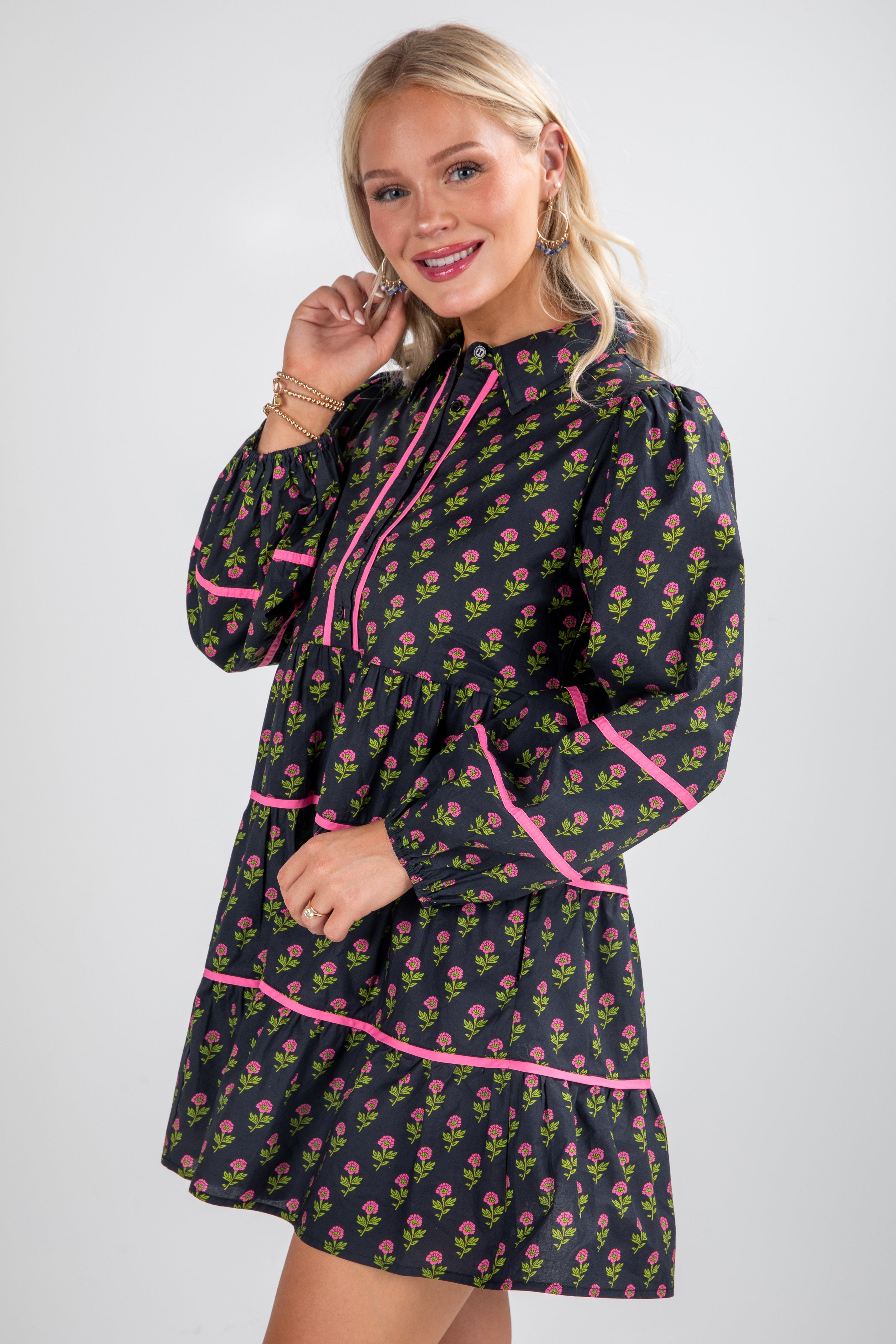 FINAL SALE - Meadow Mood Black Floral Mini Dress