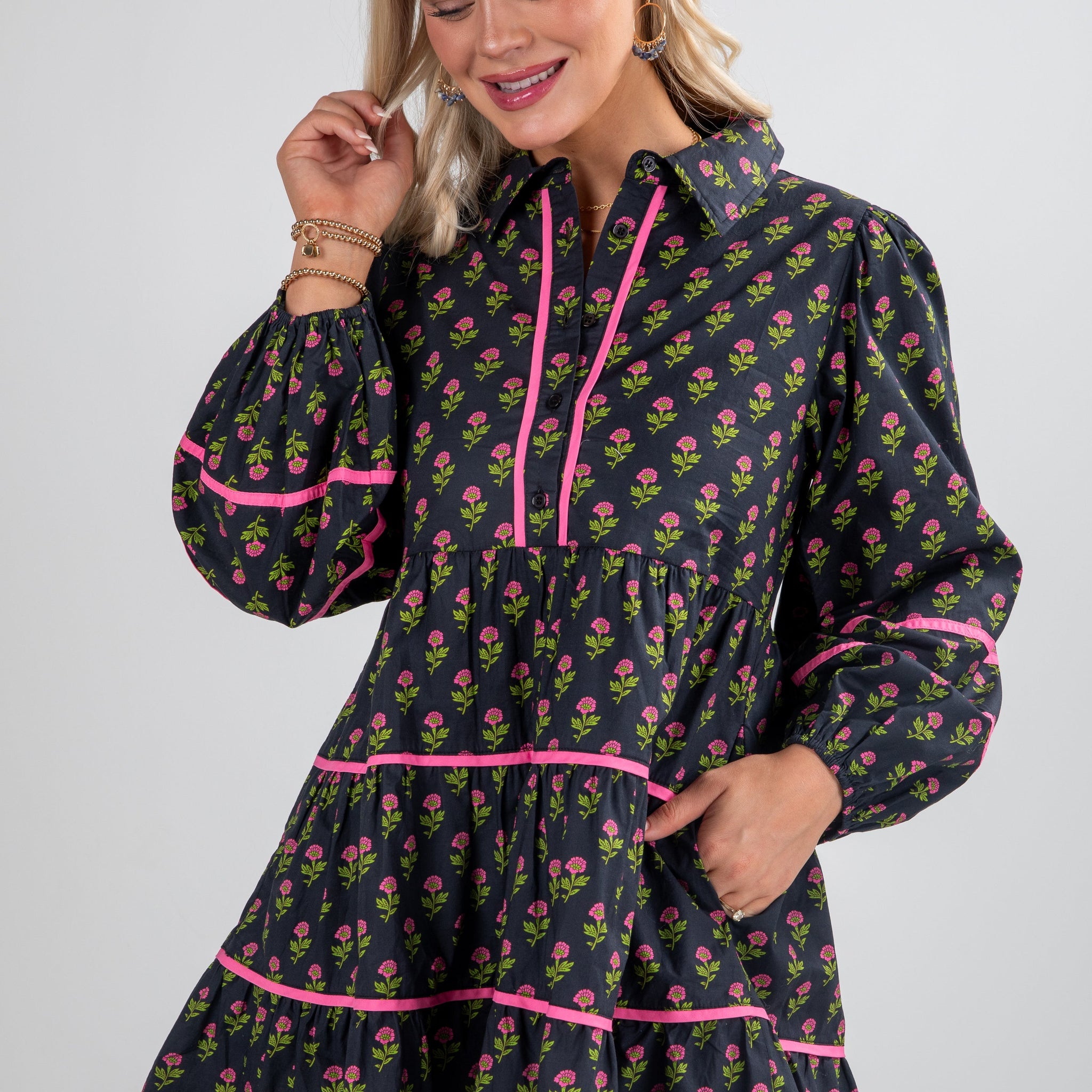 FINAL SALE - Meadow Mood Black Floral Mini Dress
