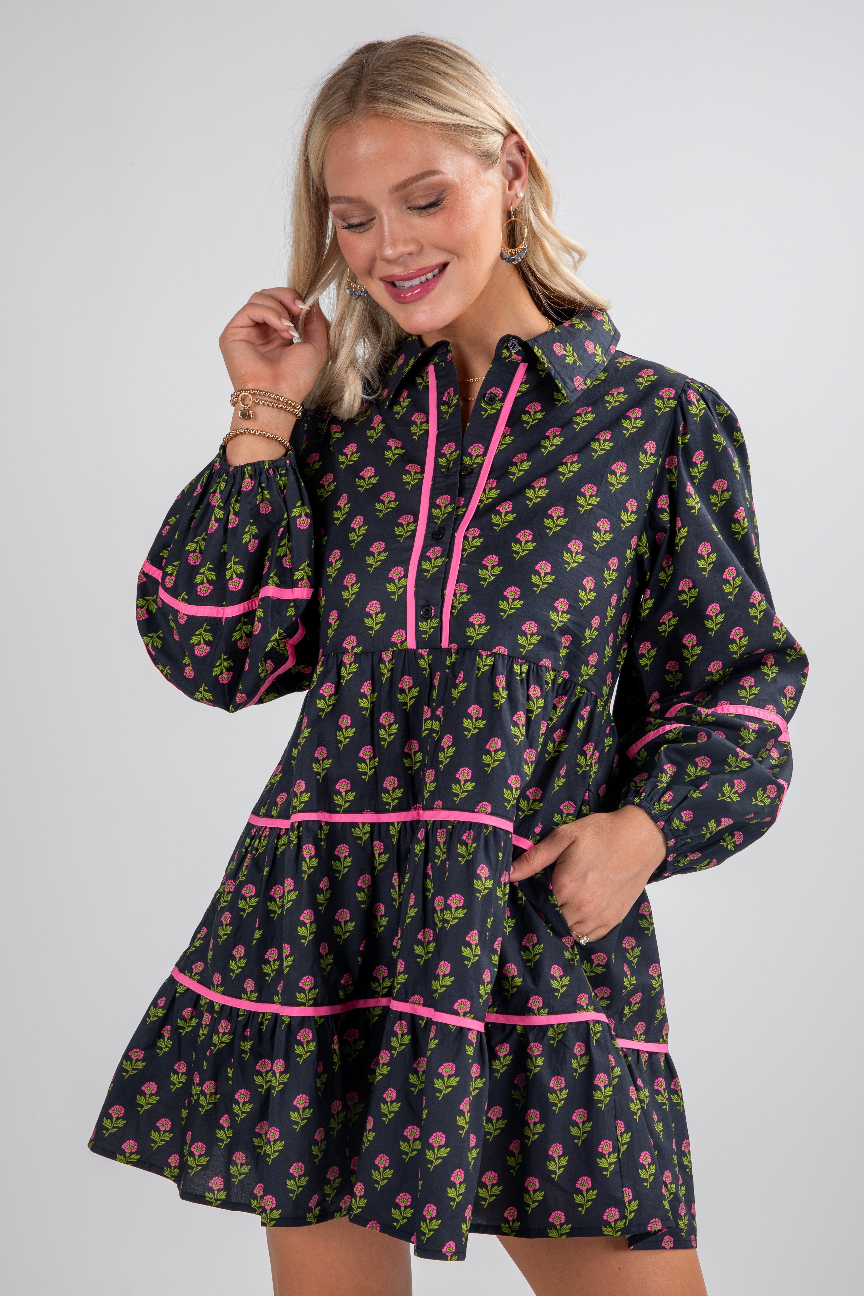 FINAL SALE - Meadow Mood Black Floral Mini Dress