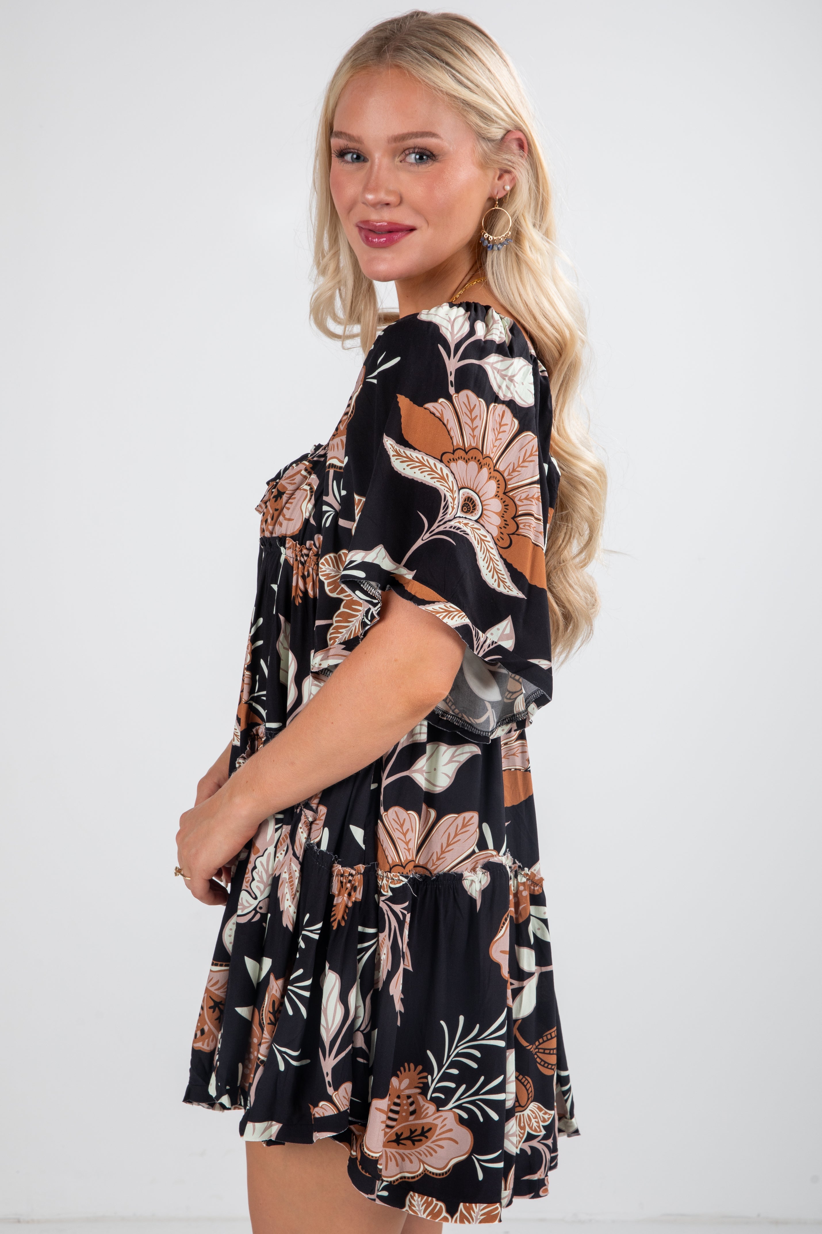 FINAL SALE - Step It Up Black Floral Mini Dress